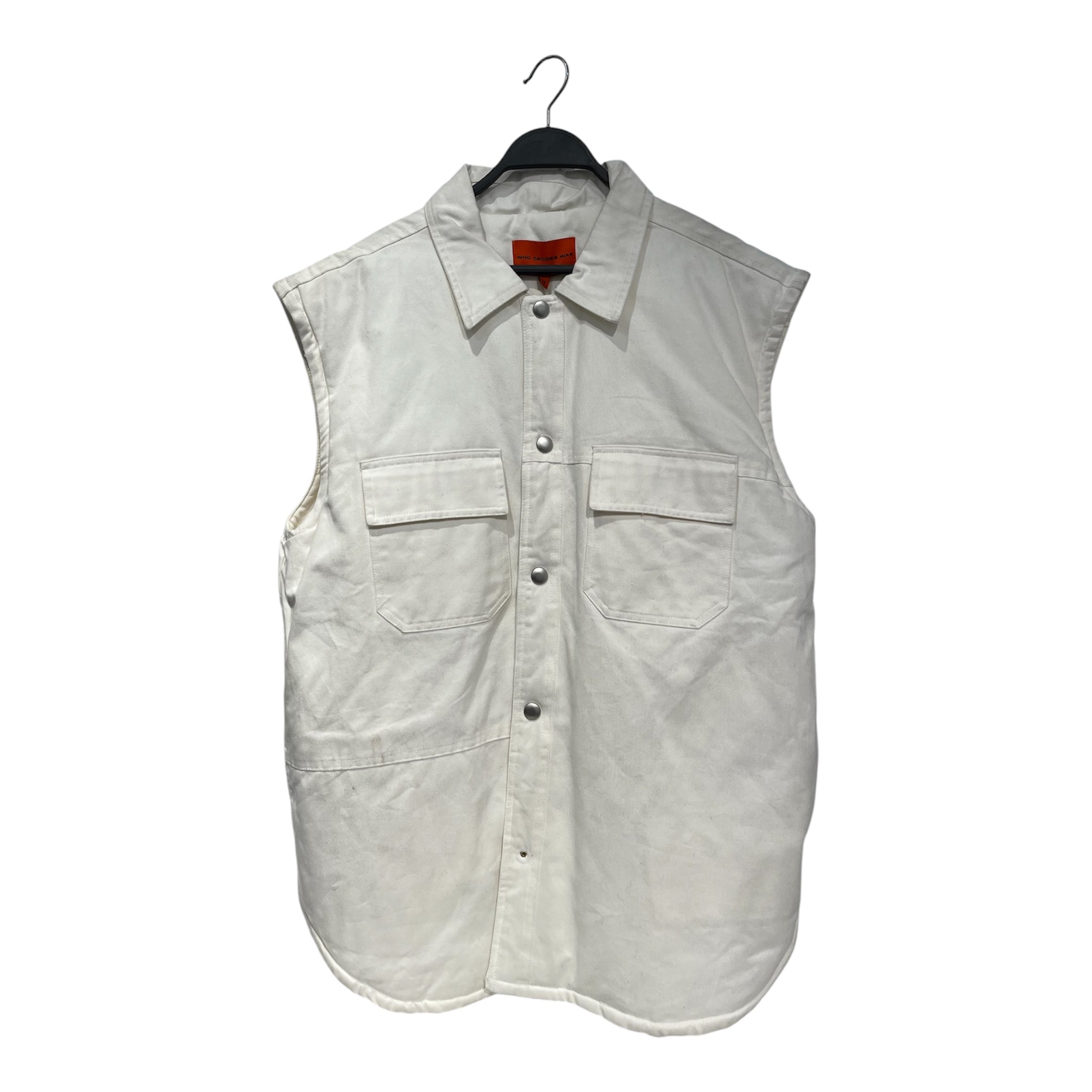 WHO DECIDES WAR/Vest/M/Cotton/WHT/POCKET WORK VEST view 1