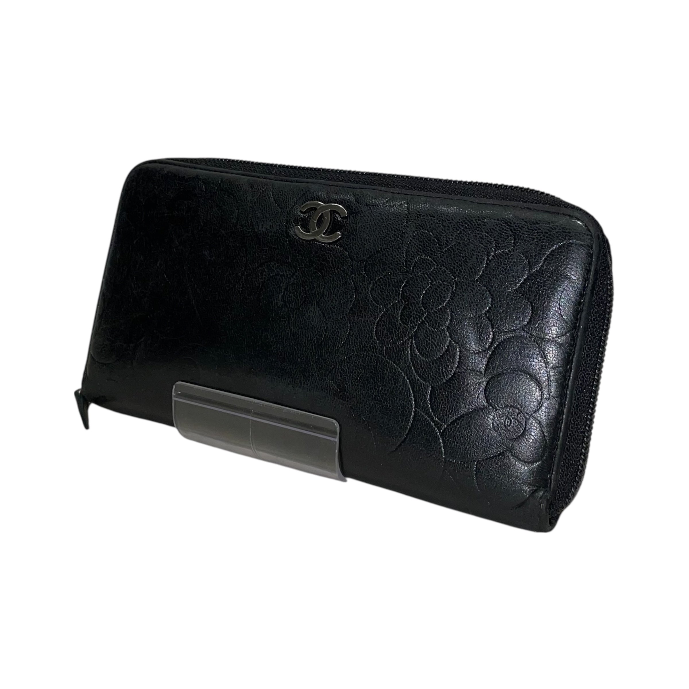CHANEL/Long Wallet/Leather/BLK/Chanel Camellia long wallet view 1