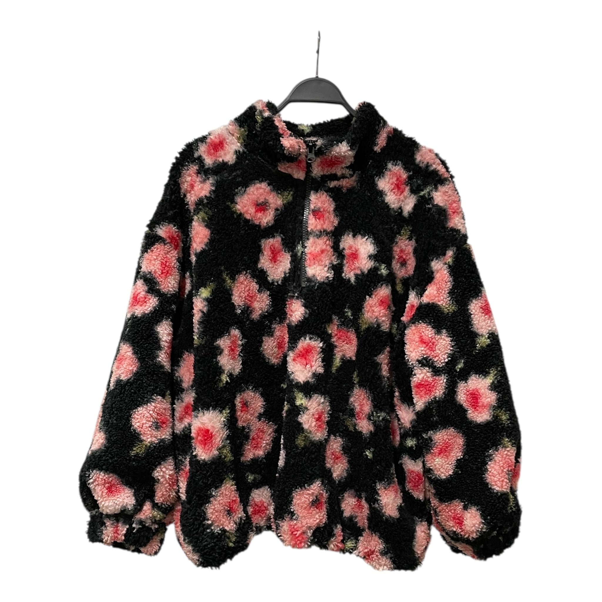 Sandy Liang/Fleece Jkt/XXL/Floral Pattern/Polyester/BLK/quarter zip view 1