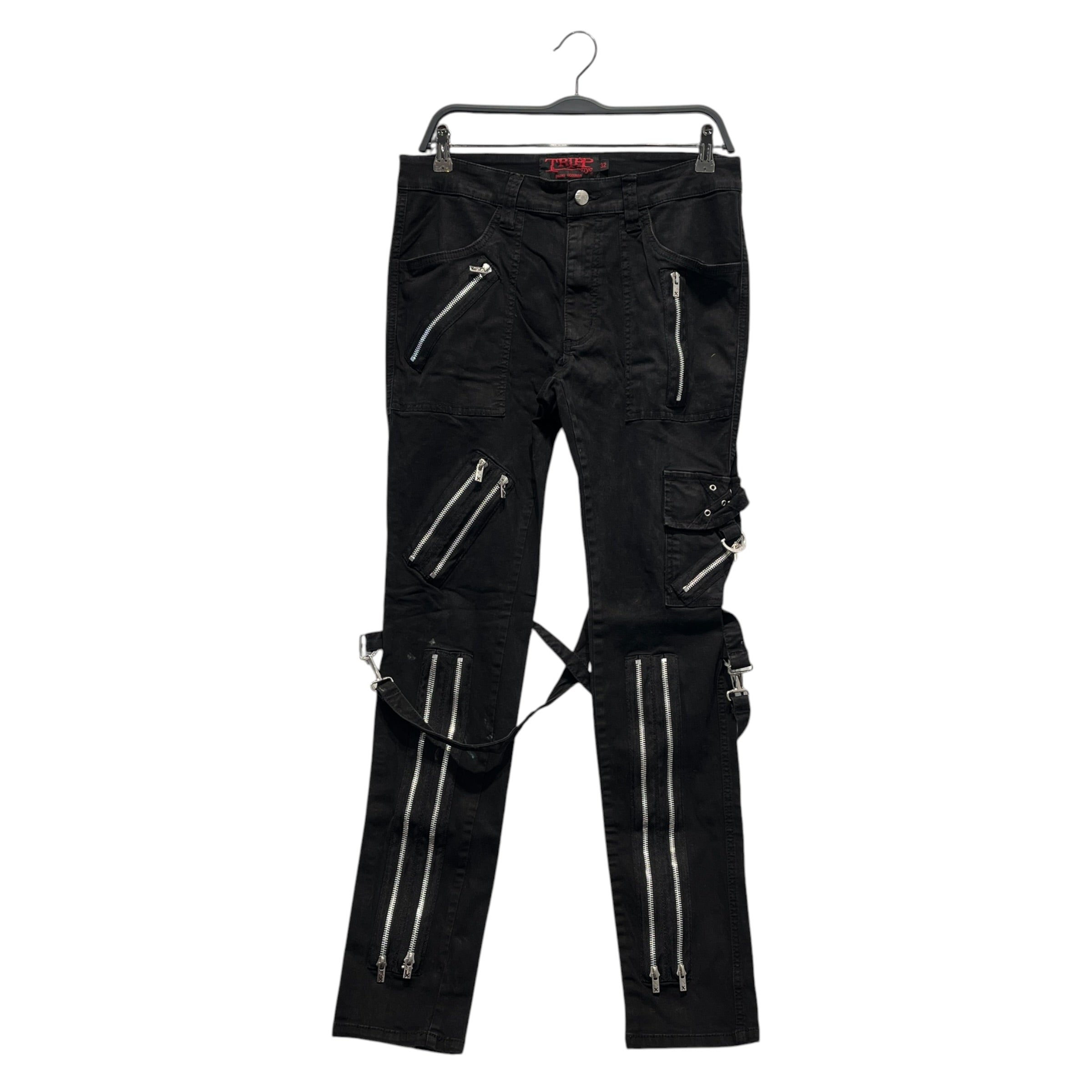 TRIPP NYC/Skinny Pants/32/Cotton/BLK/silver button bondage pant view 1