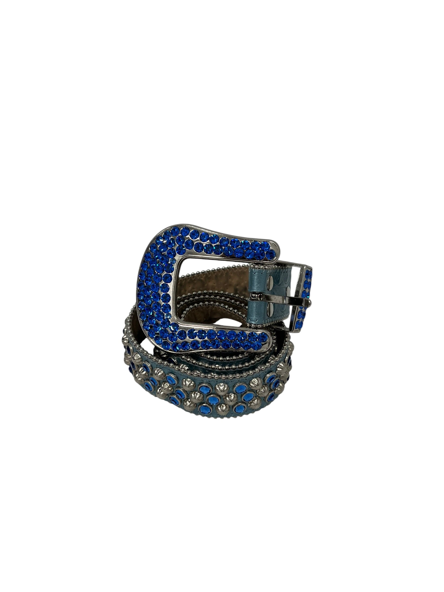 b.b.simon/Belt/Leather/BLU/BLUE & SILVER STUDS view 1