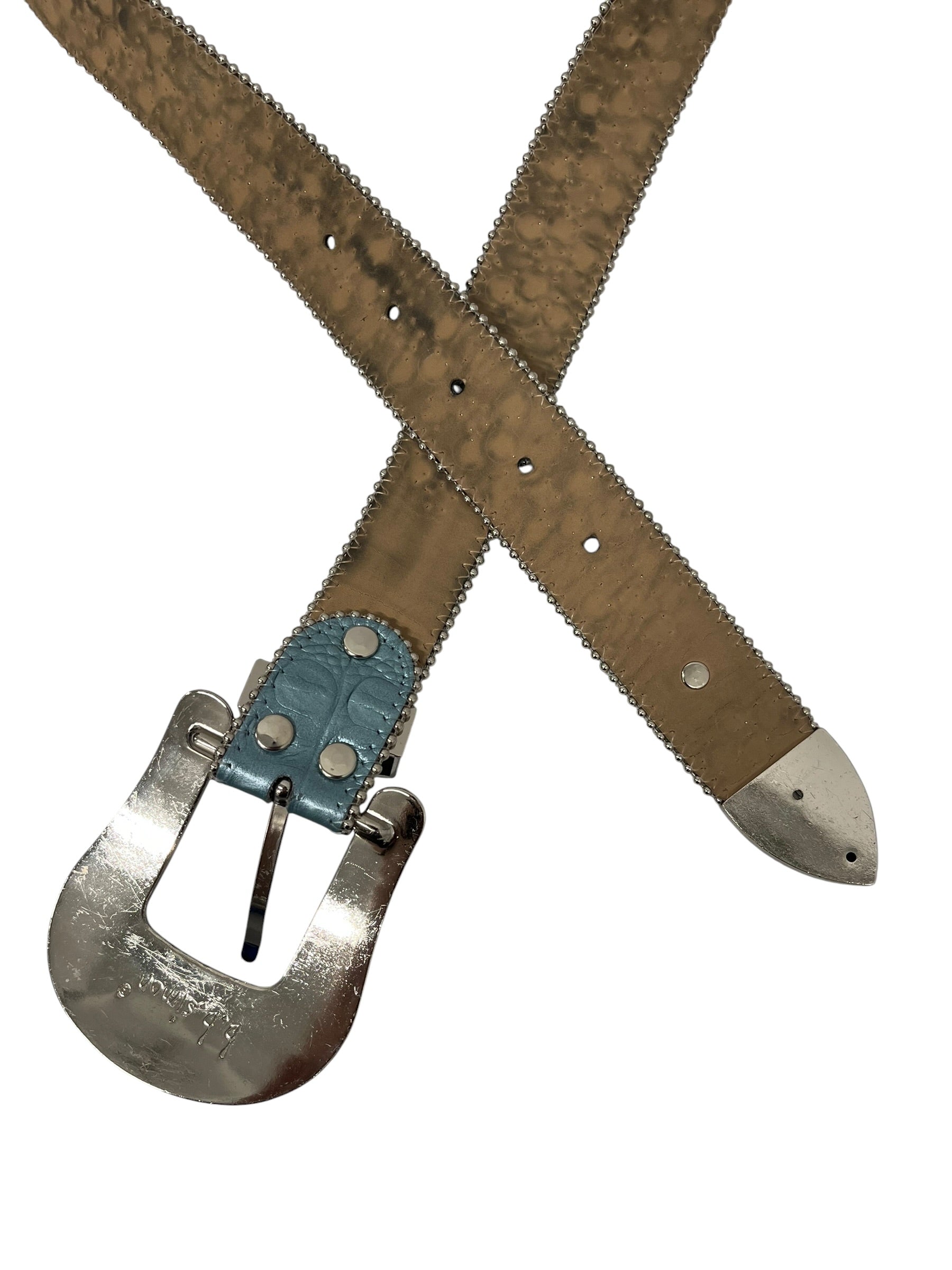 b.b.simon/Belt/Leather/BLU/BLUE & SILVER STUDS view 3