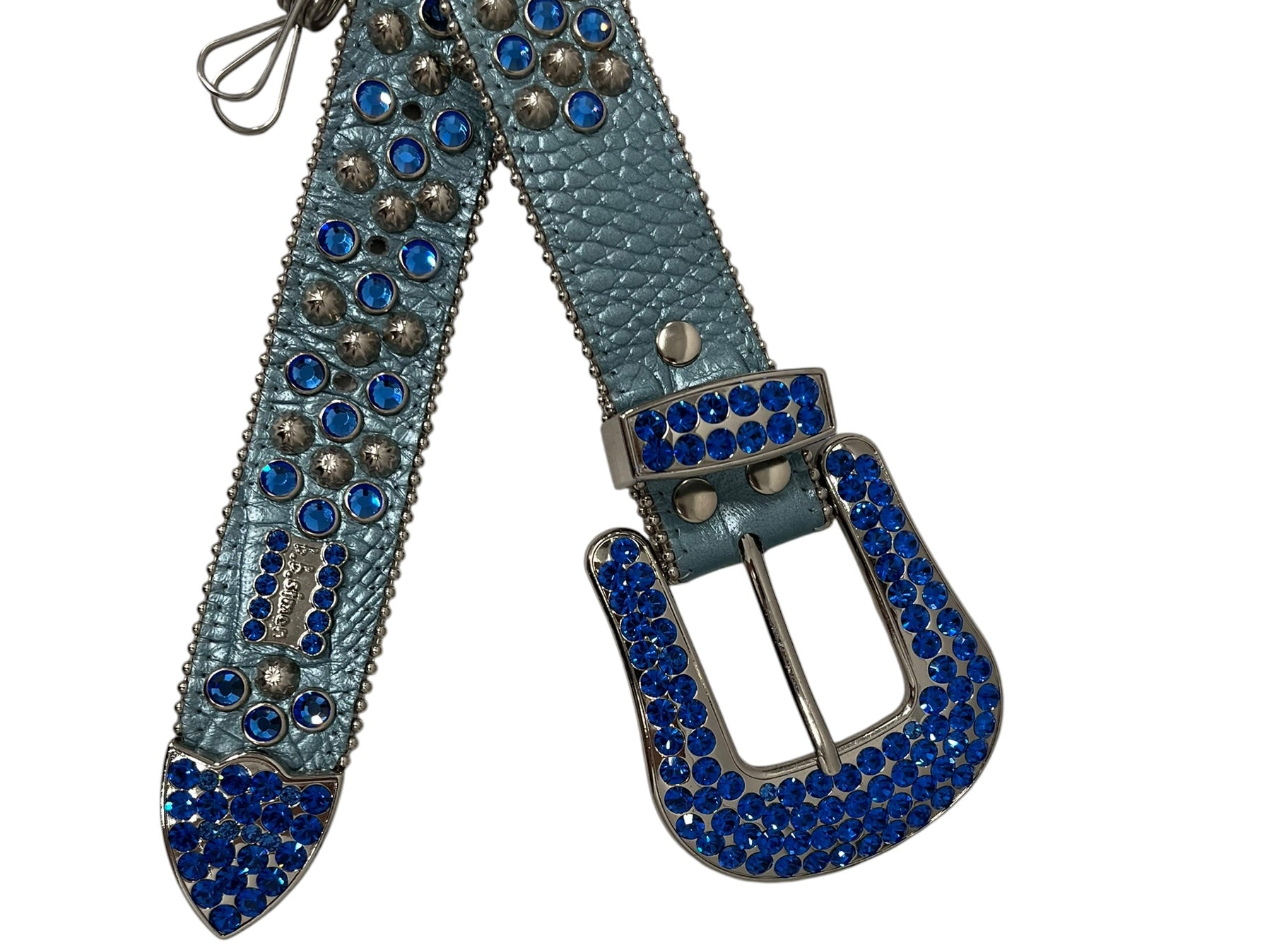 b.b.simon/Belt/Leather/BLU/BLUE & SILVER STUDS view 2