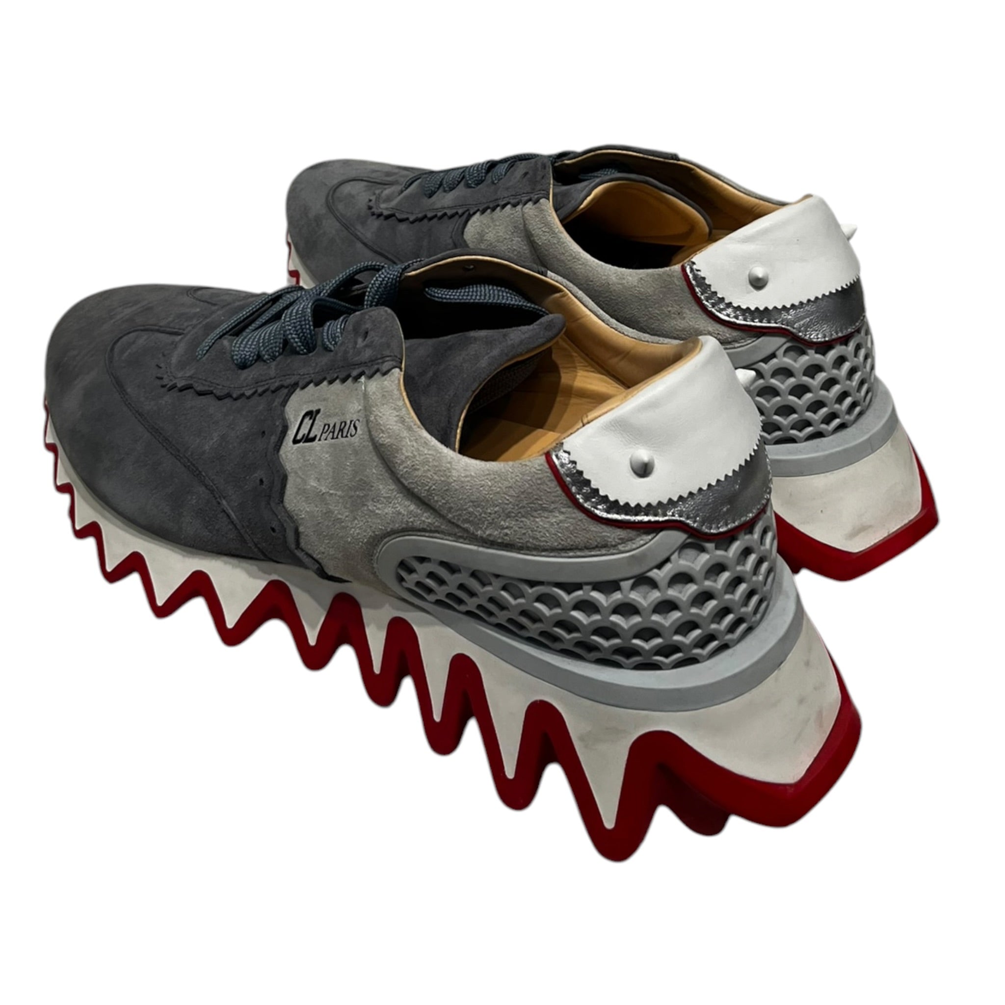 Christian Louboutin/Low-Sneakers/US 11/Suede/GRY/LOUBISHARK GRY/WHT/RED view 2