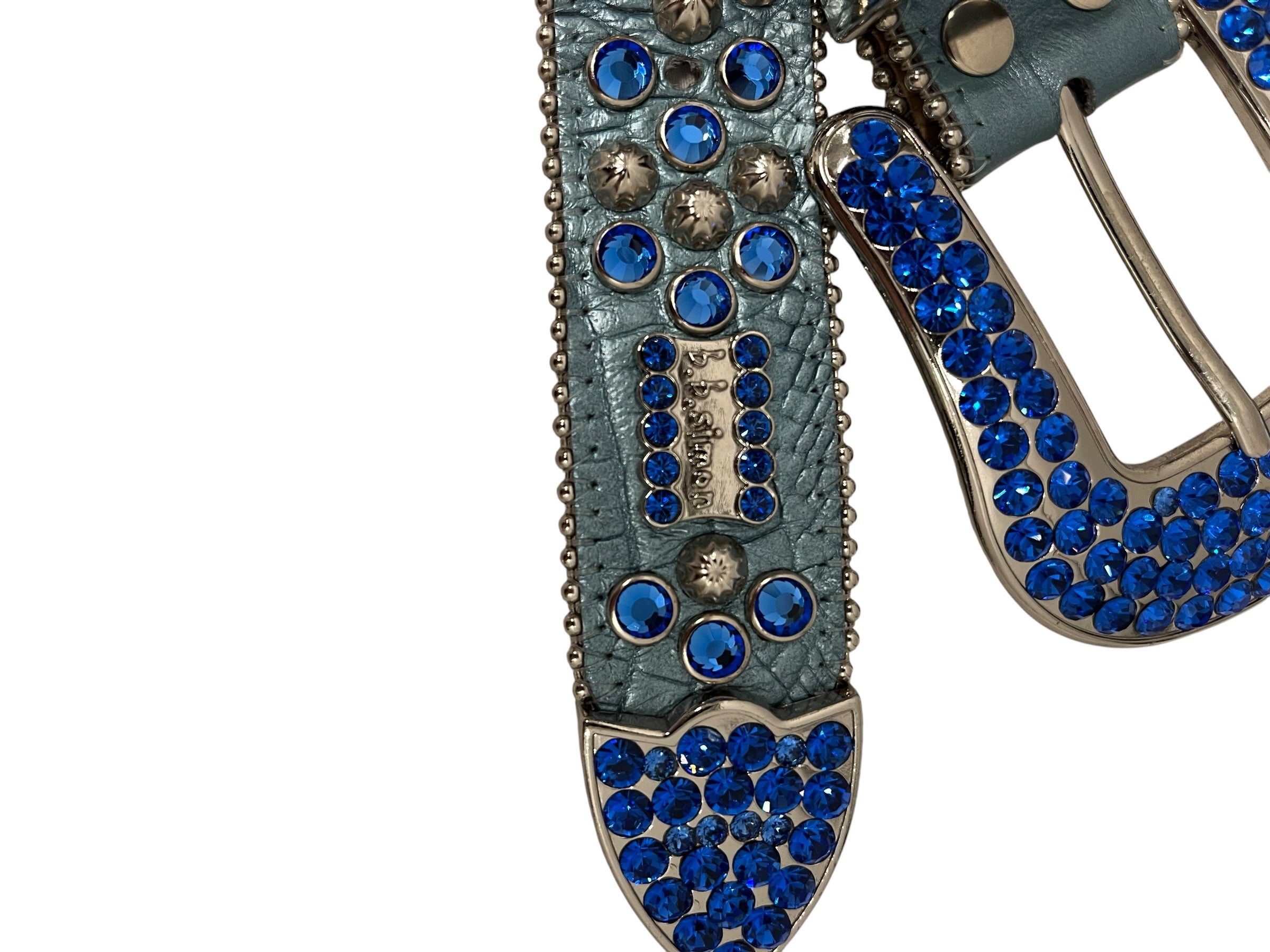 b.b.simon/Belt/Leather/BLU/BLUE & SILVER STUDS view 4