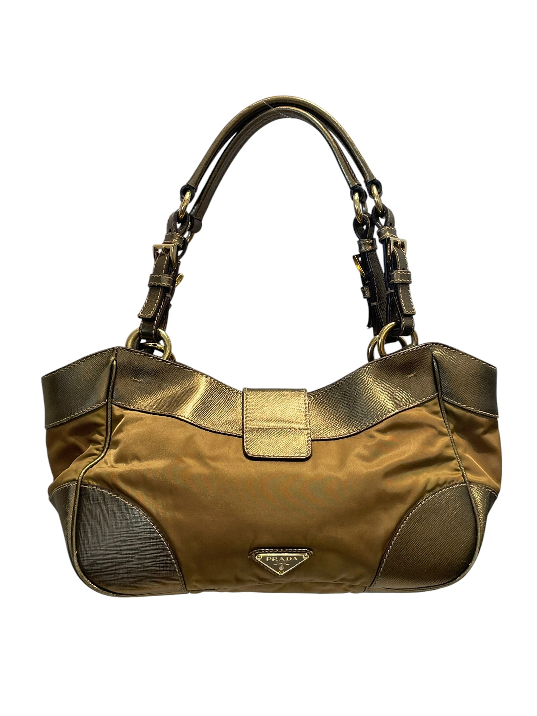 PRADA/Hand Bag/Nylon/GLD/BUCKLE HOBO SAFFIANO view 2