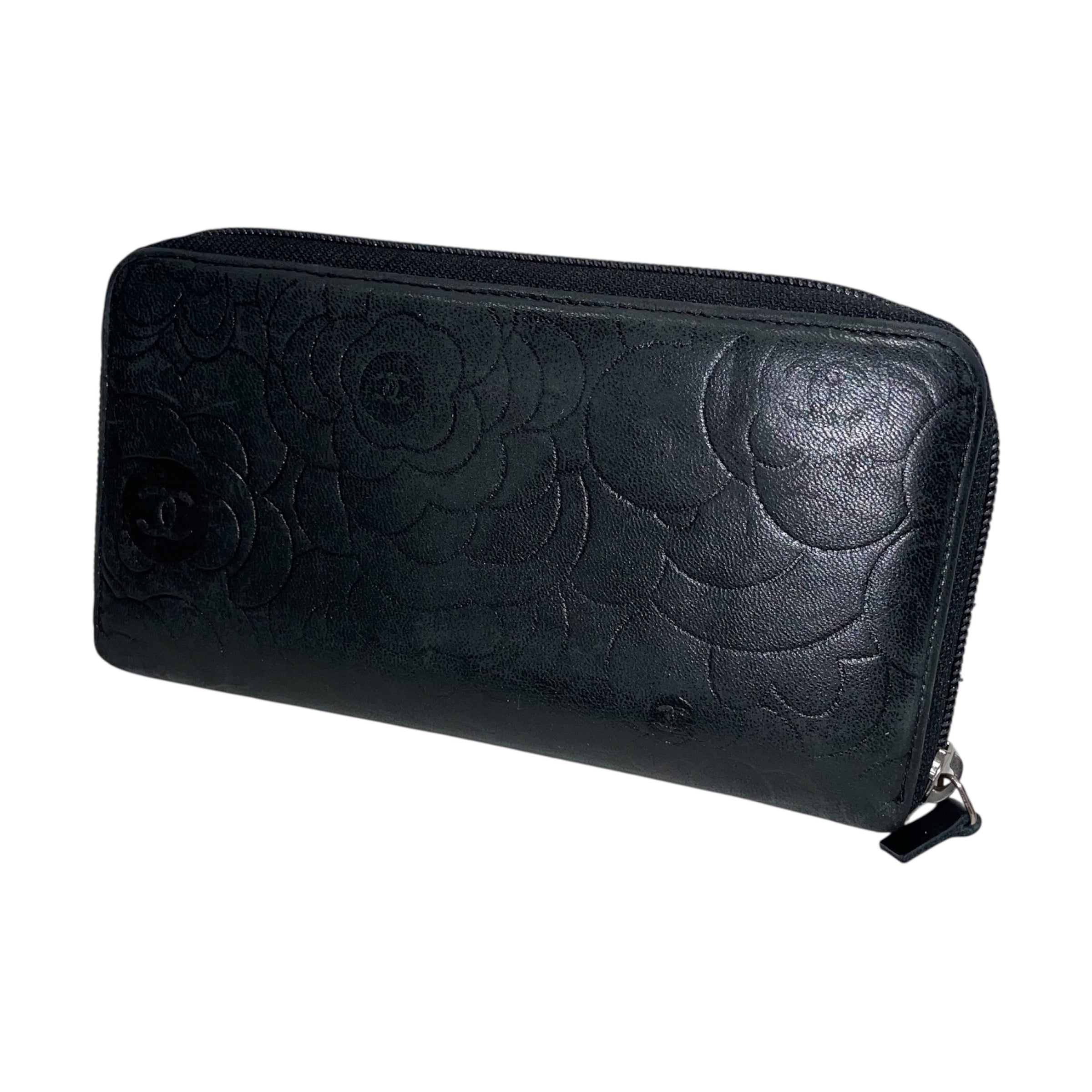 CHANEL/Long Wallet/Leather/BLK/Chanel Camellia long wallet view 2