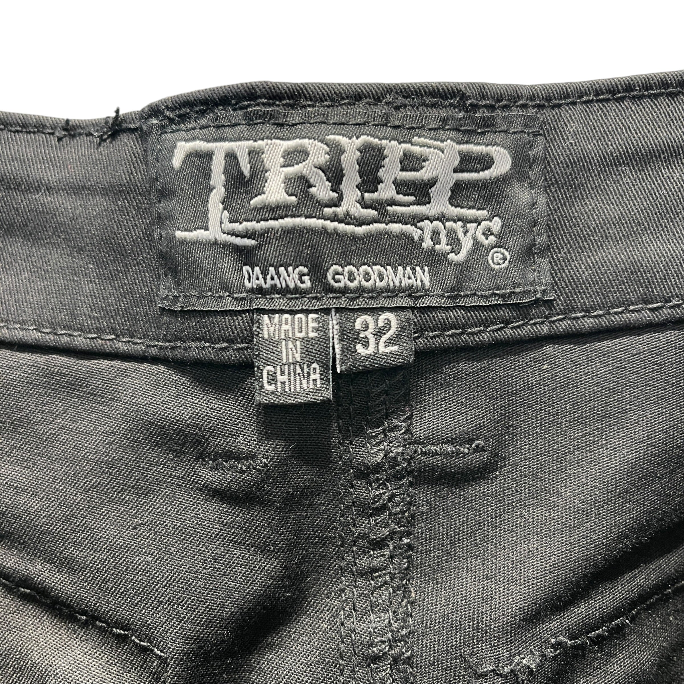 TRIPP NYC/Skinny Pants/32/Cotton/BLK/black button bondage pant view 3