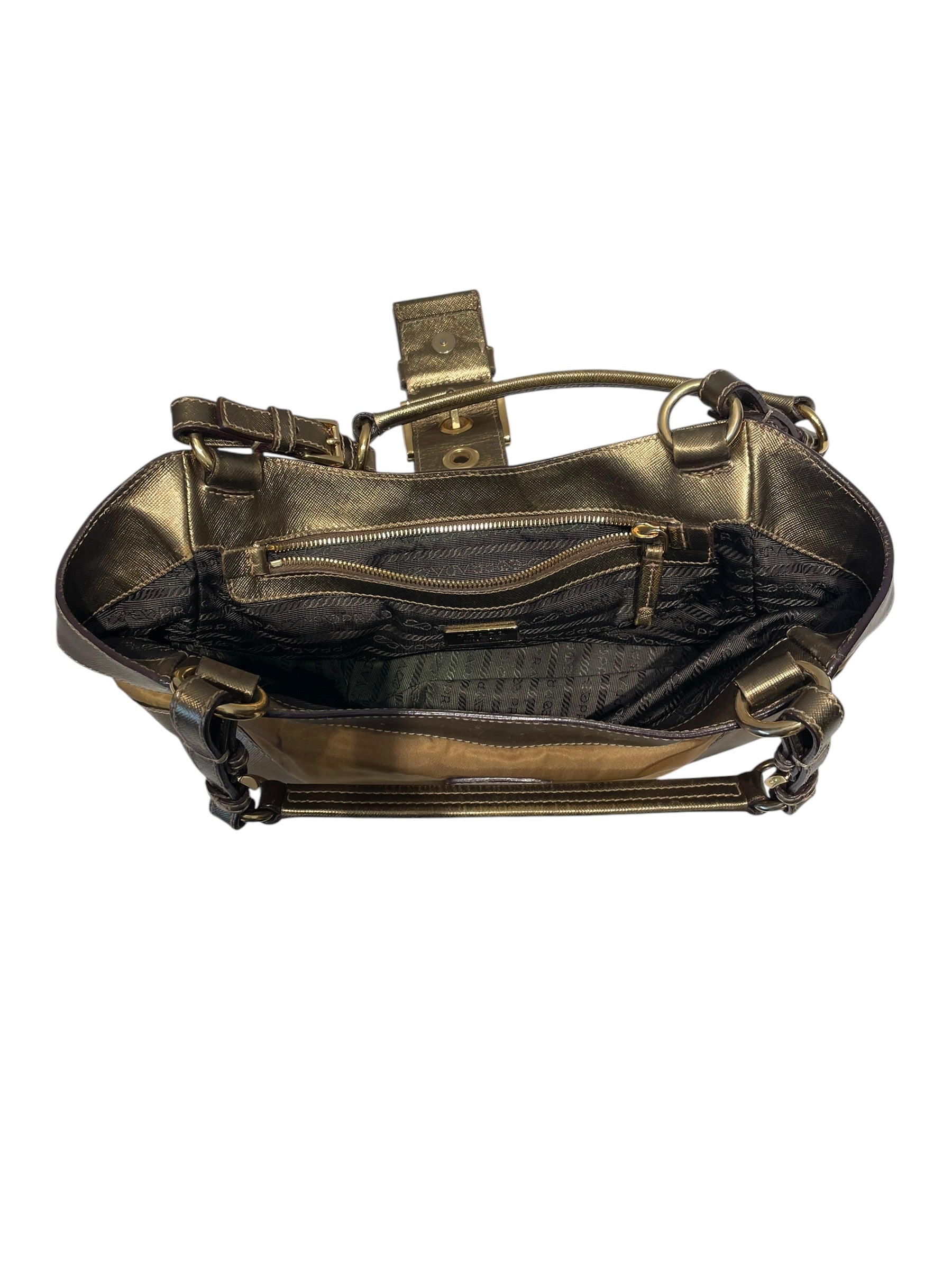 PRADA/Hand Bag/Nylon/GLD/BUCKLE HOBO SAFFIANO view 4
