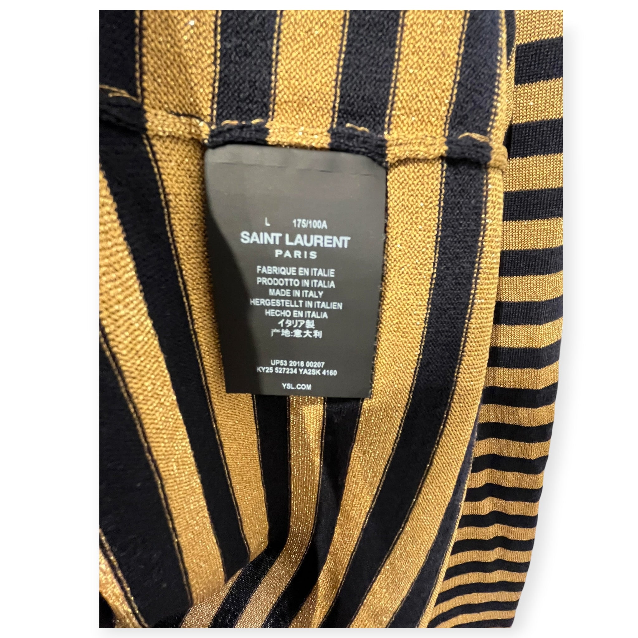 SAINT LAURENT/Sweater/L/Stripe/Cotton/GLD/STRIPED METALLIC SWEATER view 5