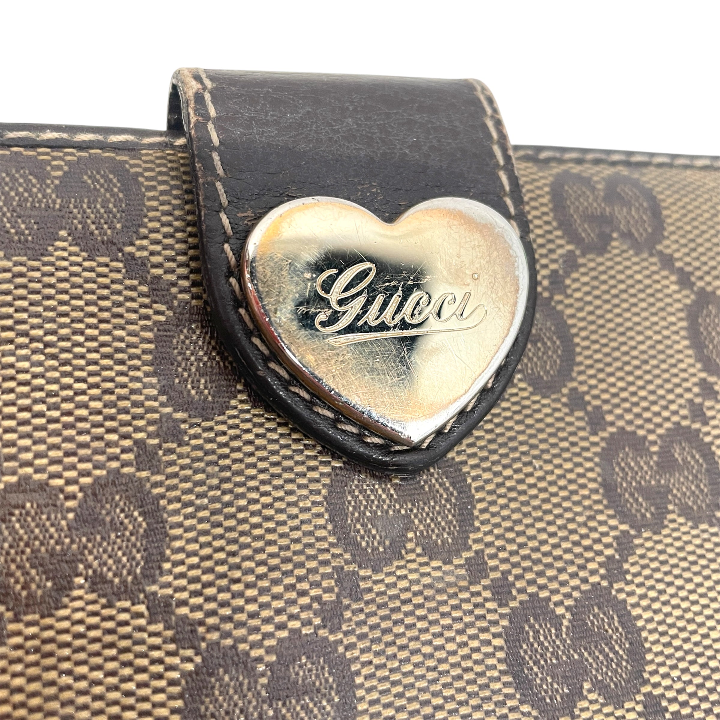 GUCCI/Long Wallet/Leather/CML/buckle heart view 7