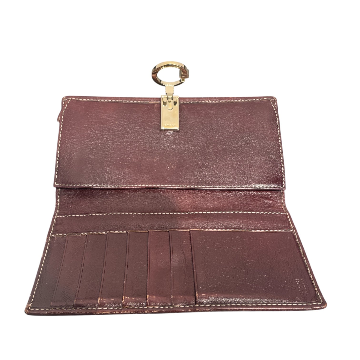 GUCCI/Bifold Wallet/Monogram/Cotton/BEG/L's/G Clip, Brown Leather Trim view 4