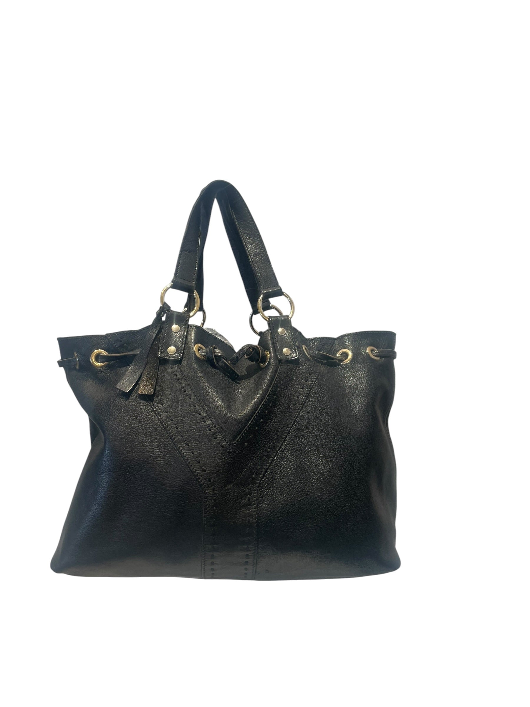YVES SAINT LAURENT/Hand Bag/Leather/BLK/Goatskin Bag view 1