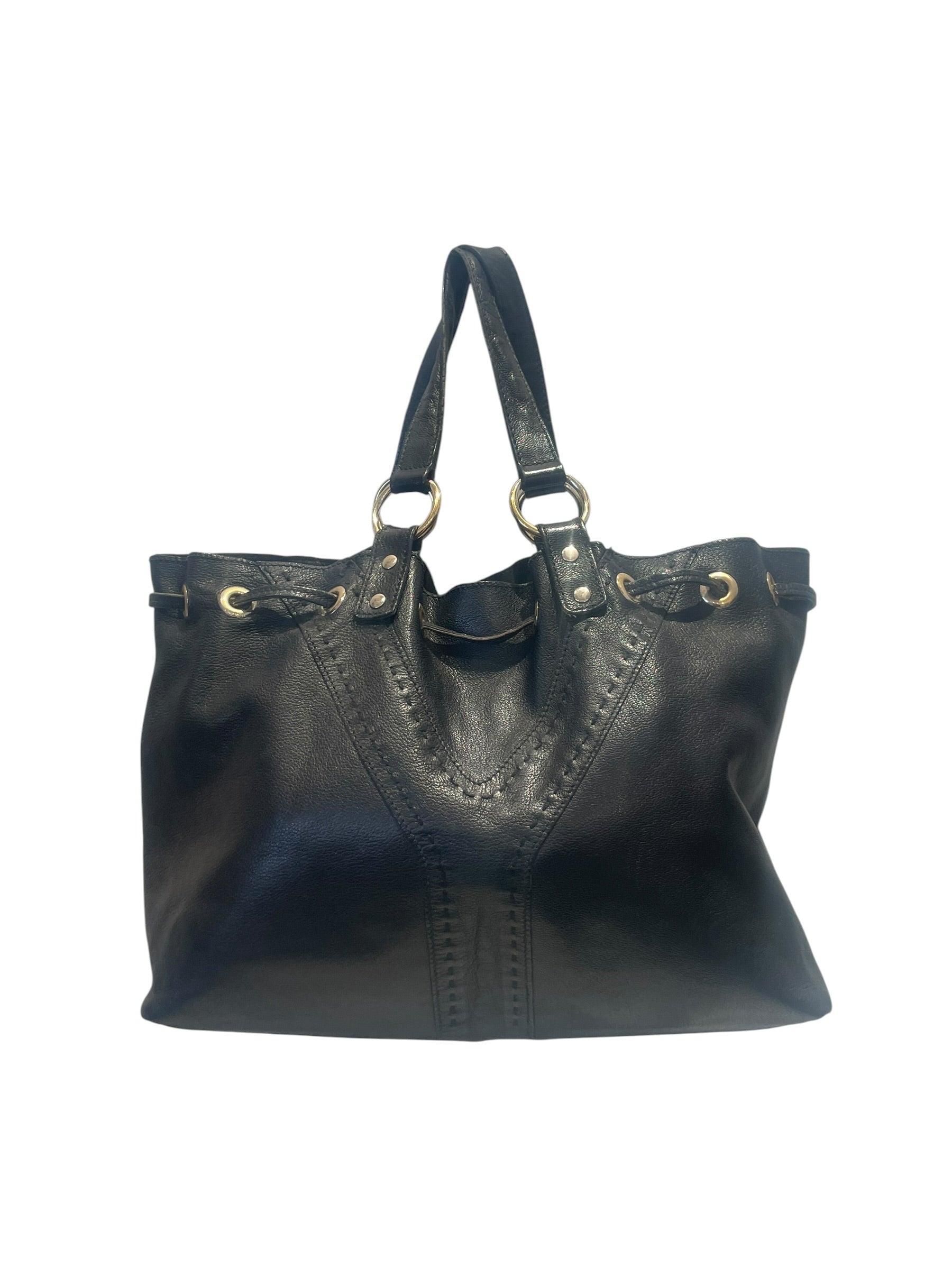 YVES SAINT LAURENT/Hand Bag/Leather/BLK/Goatskin Bag view 2