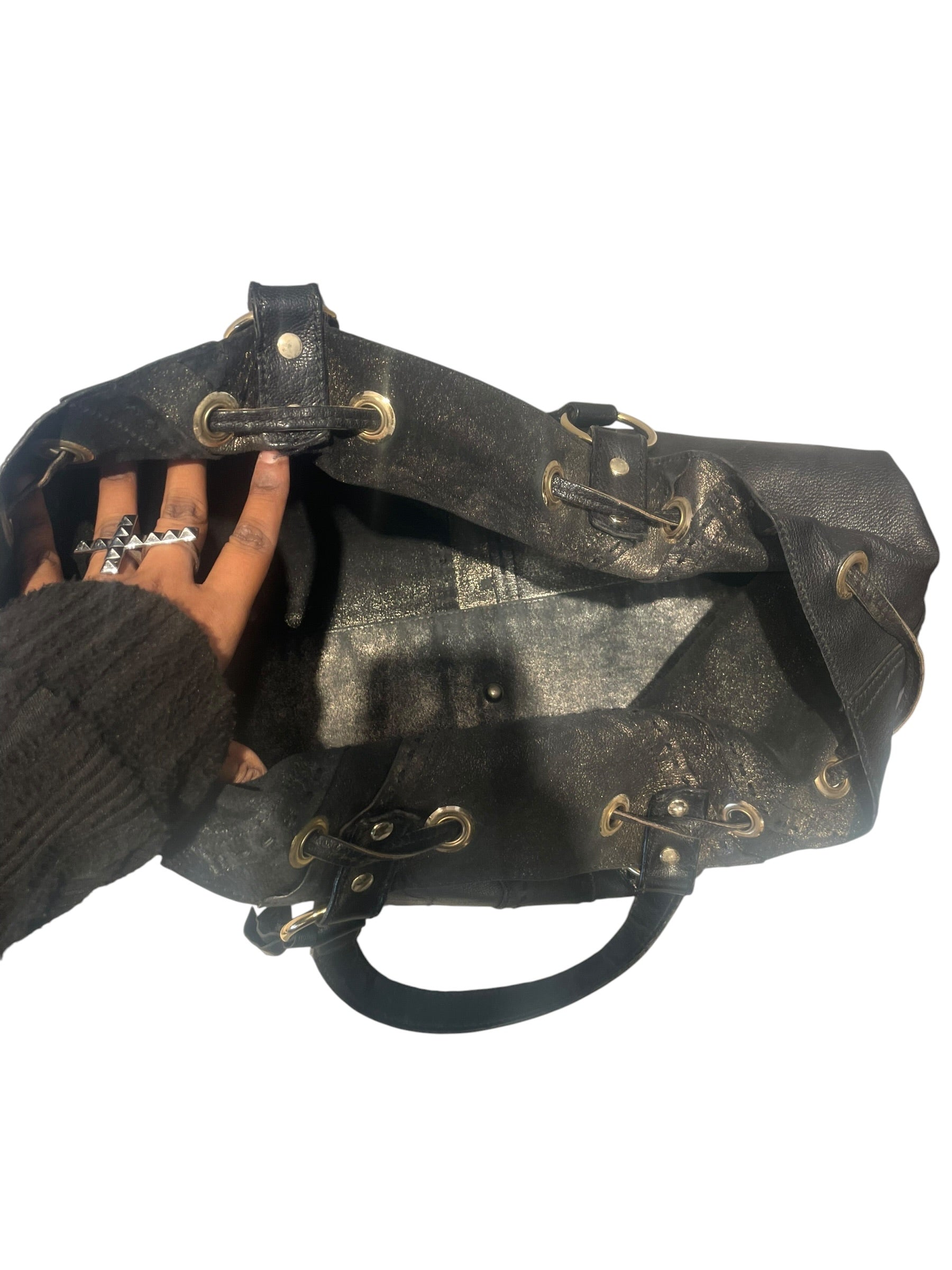 YVES SAINT LAURENT/Hand Bag/Leather/BLK/Goatskin Bag view 4