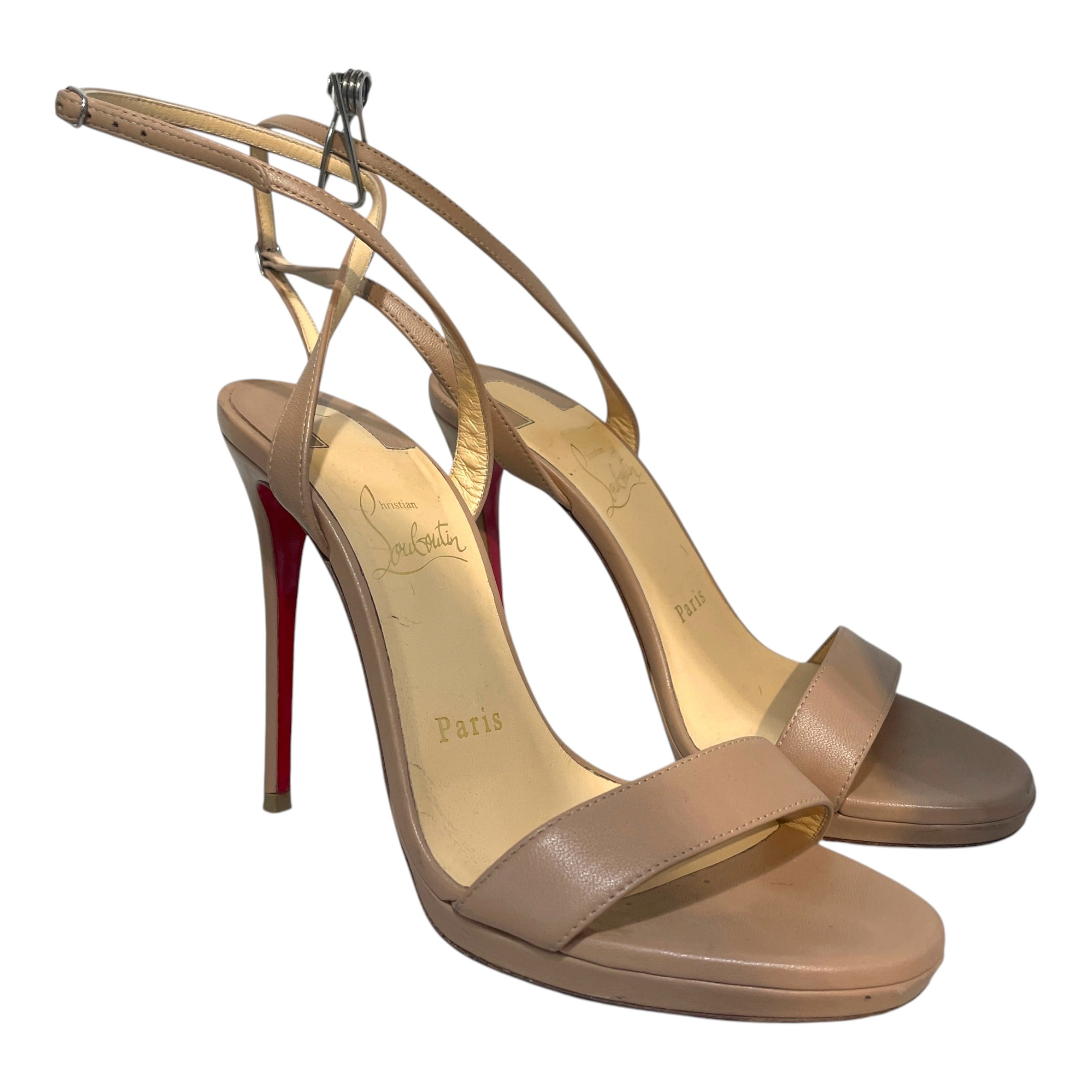 Christian Louboutin/Heels/EU 36.5/Leather/BEG/Open-Toe/Loubigirl Sandal view 1