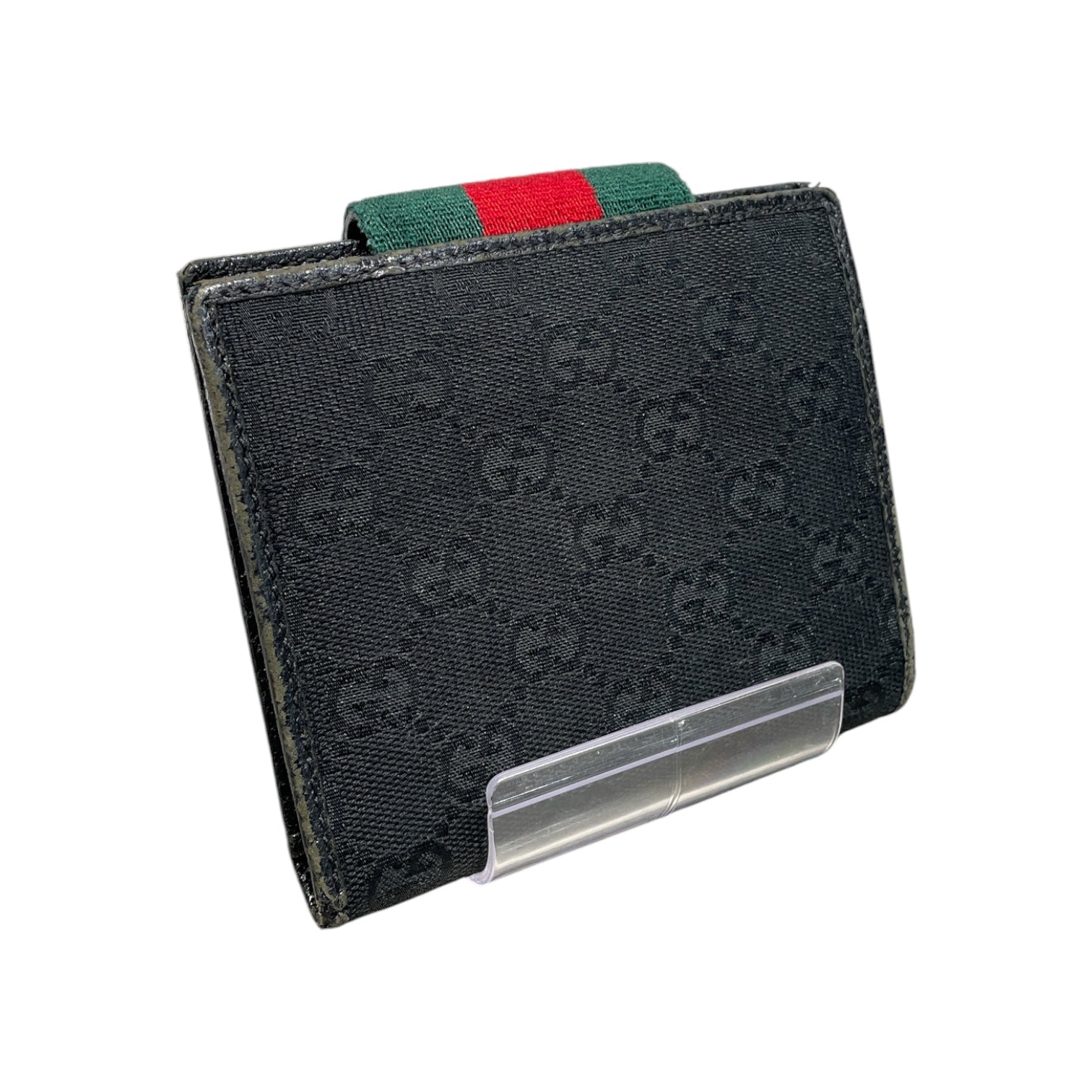 GUCCI/Bifold Wallet/Monogram/Cotton/BLK/M's/MONOGRAM SCRIPT LOGO GOLD view 2