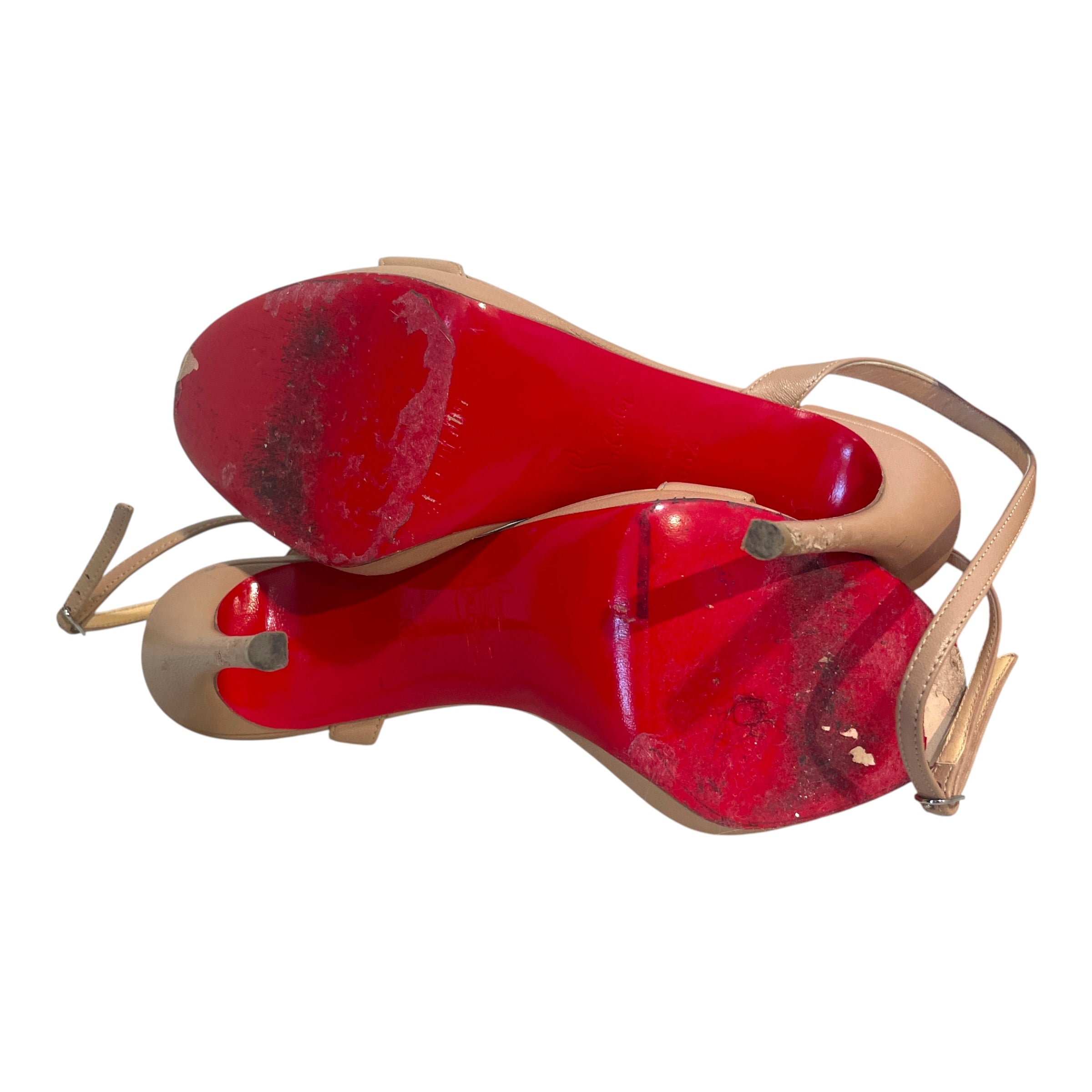 Christian Louboutin/Heels/EU 36.5/Leather/BEG/Open-Toe/Loubigirl Sandal view 5