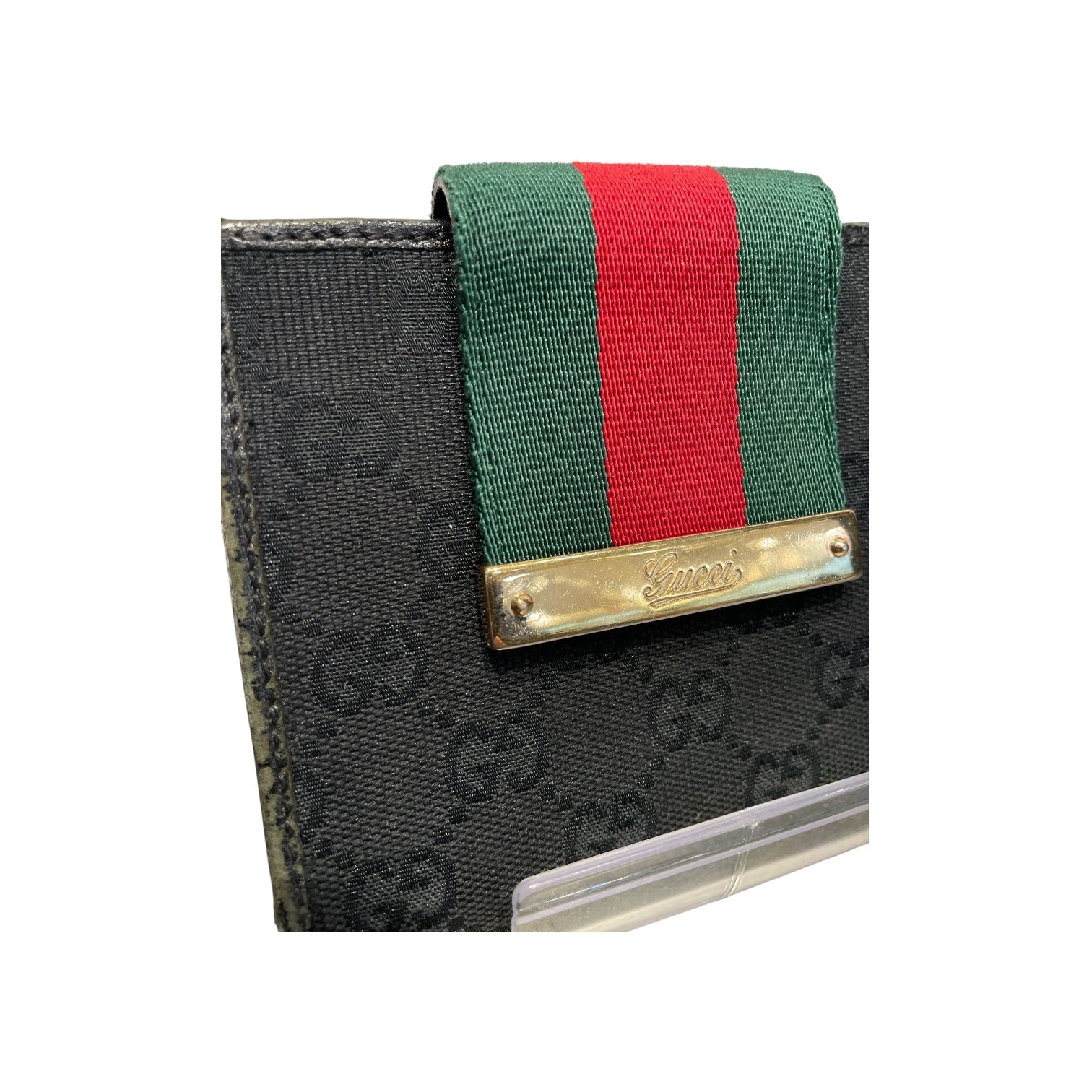 GUCCI/Bifold Wallet/Monogram/Cotton/BLK/M's/MONOGRAM SCRIPT LOGO GOLD view 6
