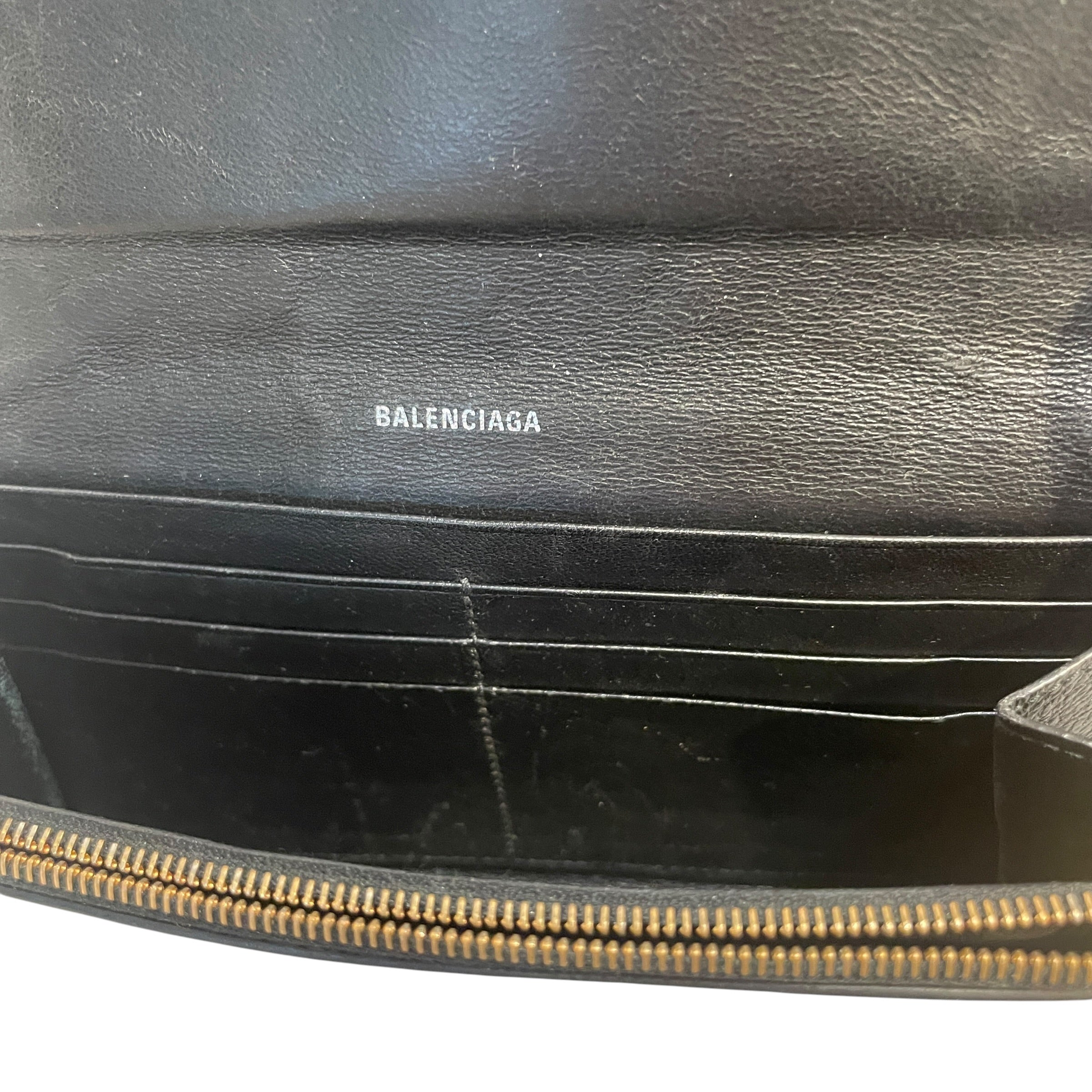 BALENCIAGA/Long Wallet/Leather/BLK/Black Logo Grained Continental view 3