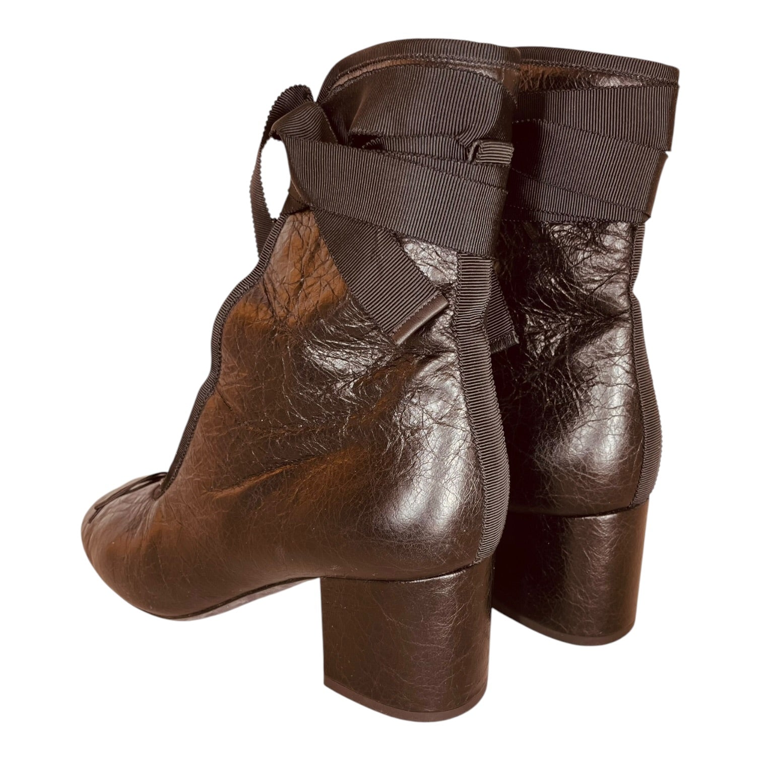 VALENTINO GARAVANI/Lace Up Boots/EU 37.5/Leather/BLK/CRINKLED LEATHER BALLET HEELS view 2