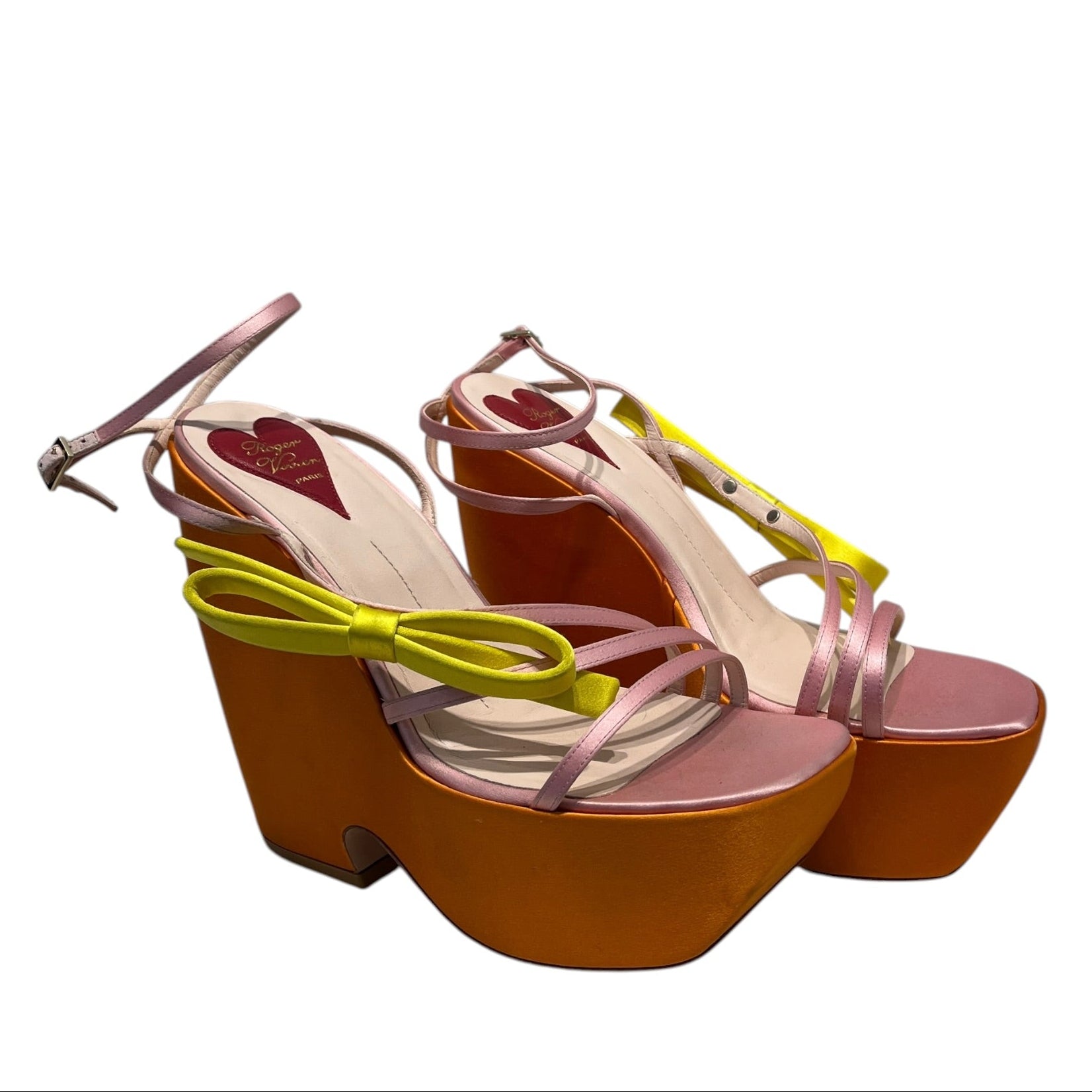 Roger Vivier/Heels/EU 40/Silk/ORN/Ankle Strap/CHOC BOW SATIN PLATFORM SANDAL view 1