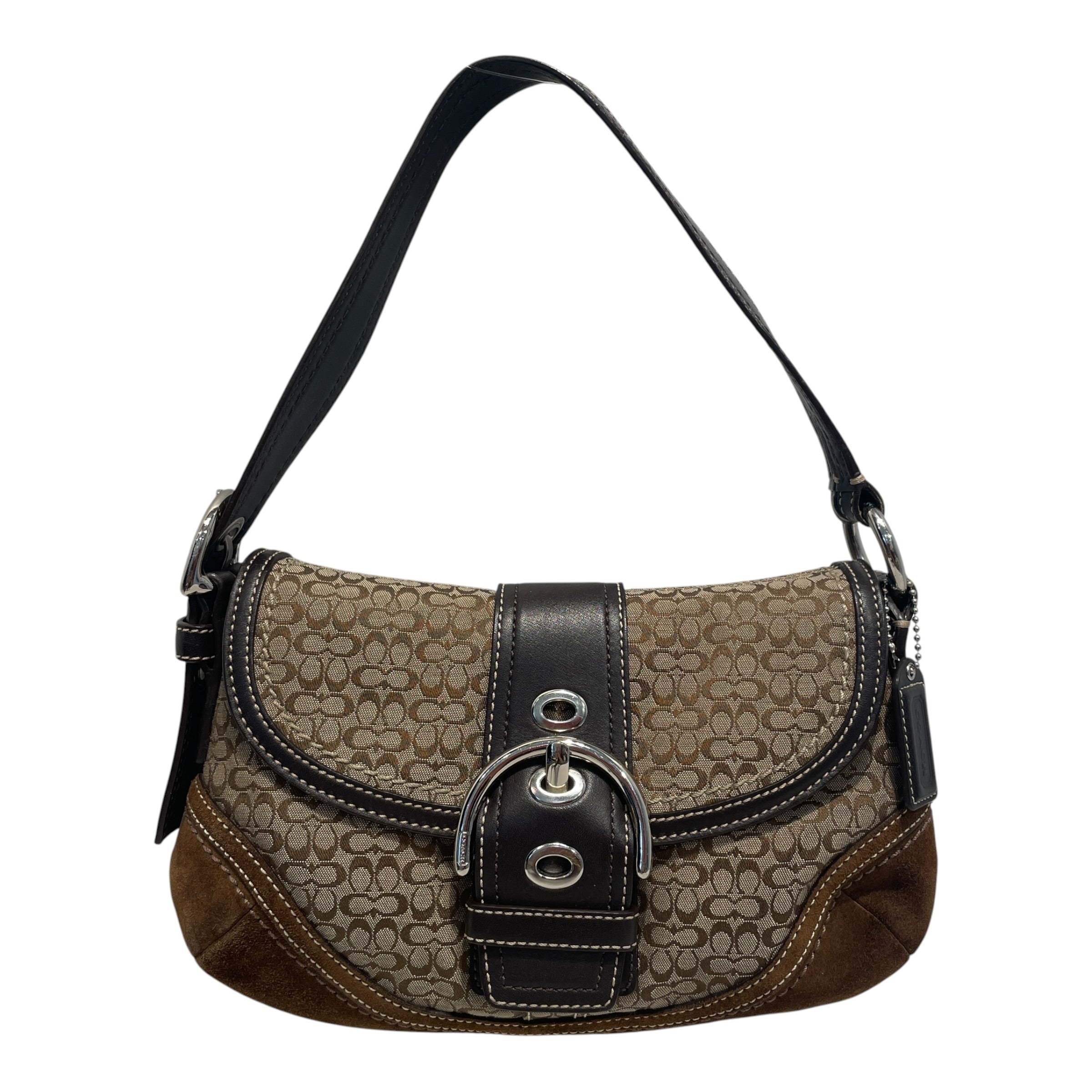 COACH/Hand Bag/Monogram/Cotton/BRW/Vintage Soho Shoulder Bag view 1