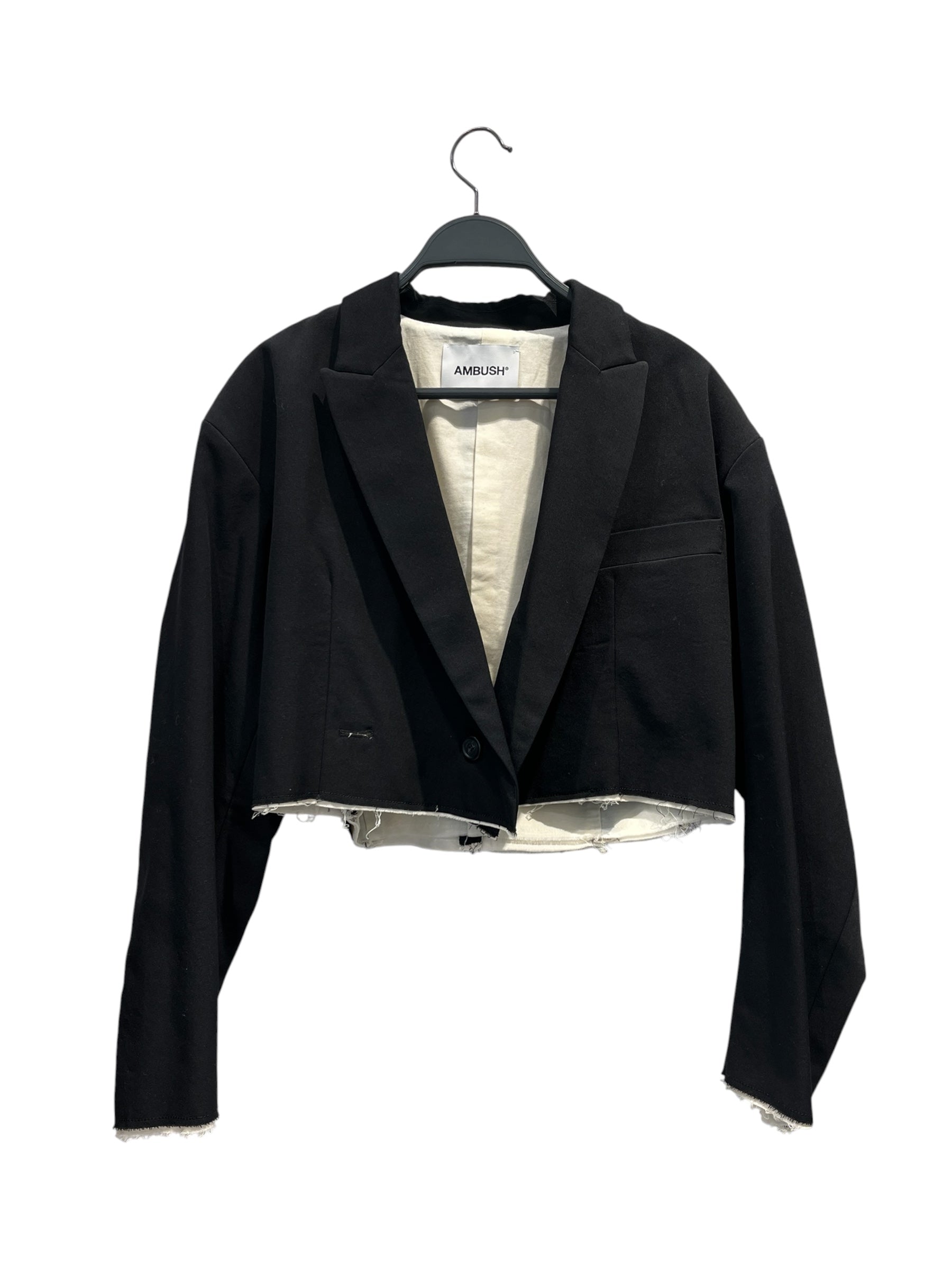 AMBUSH/Jacket/1/Cotton/BLK/CROPPED DISTRESSED BLAZER view 1