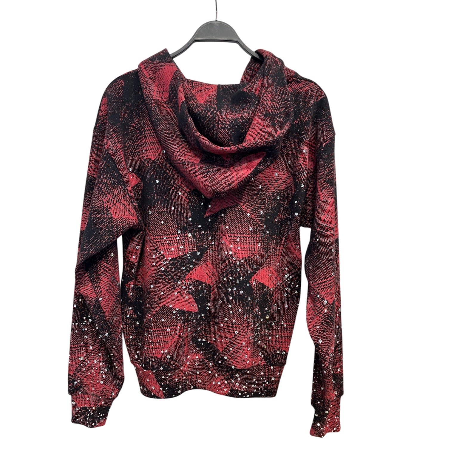 Sp5der/Zip Up Hoodie/Plaid/Cotton/RED/RHINESTONE HOODIE view 2