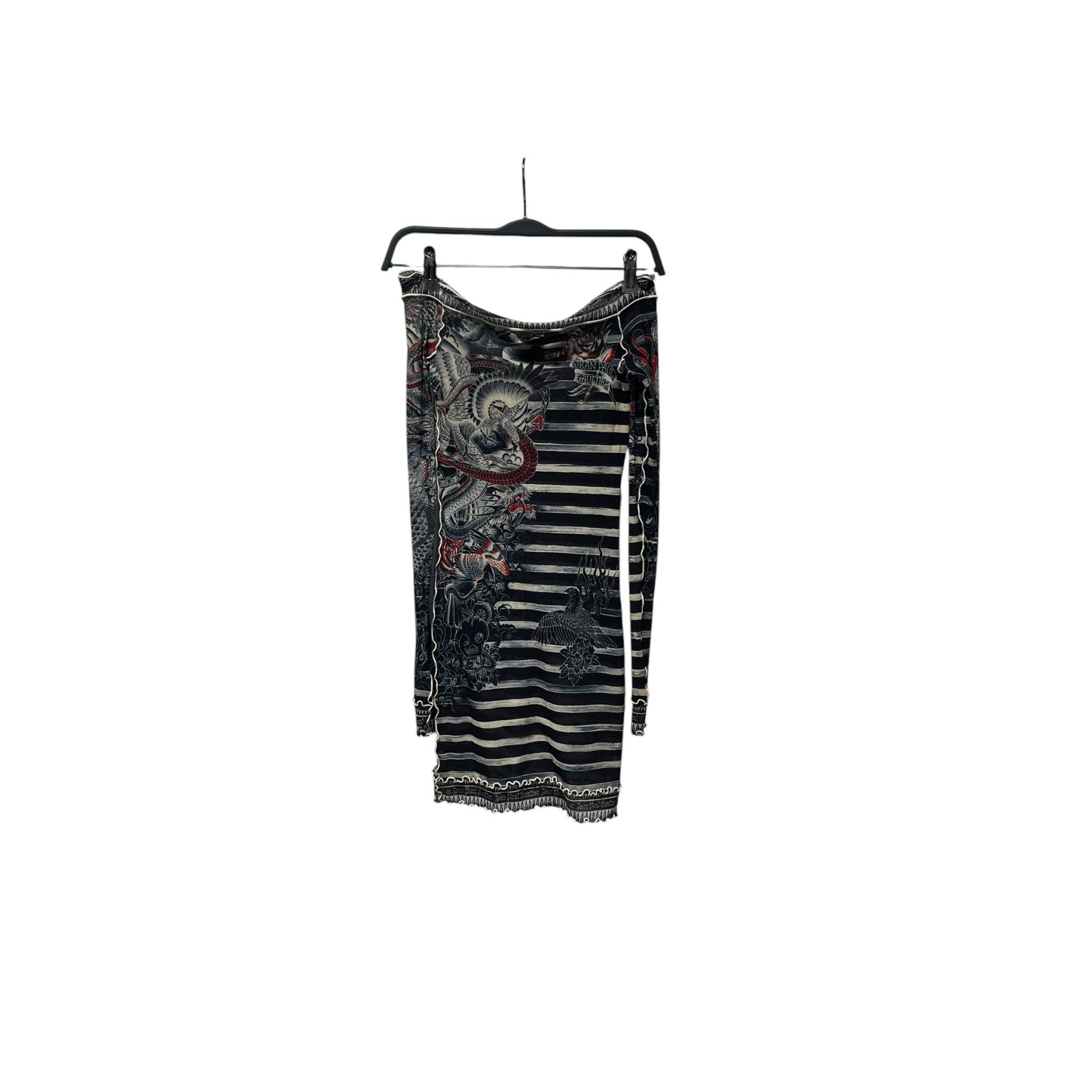 Jean Paul Gaultier/Dress/XS/All Over Print/NVY/Mini Length/TATTOO/STRIPES OFF SHOULDER view 2