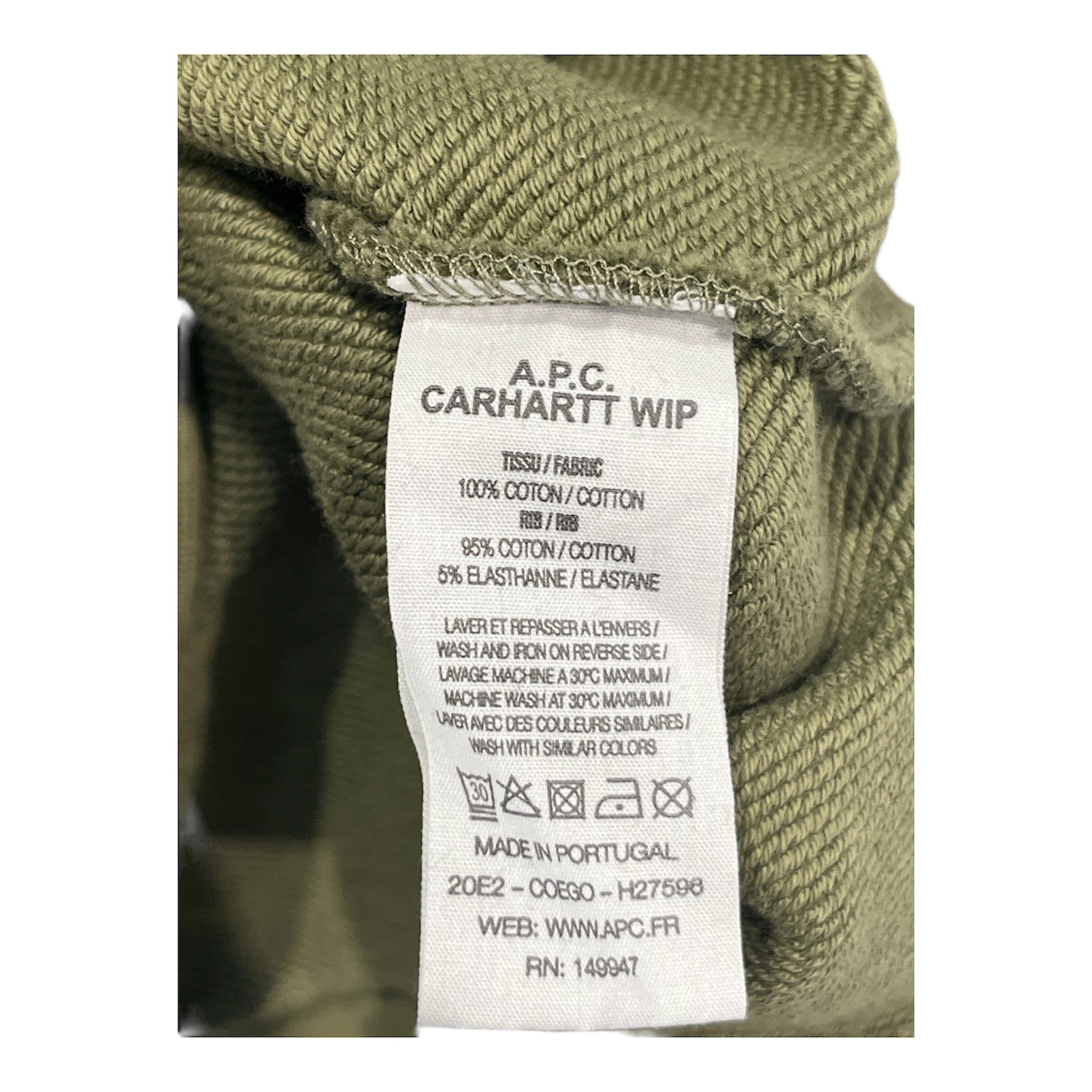 A.P.C./Carhartt/Sweatshirt/M/Cotton/KHK/"A.P" CARHARTT LOGO FOR C view 3