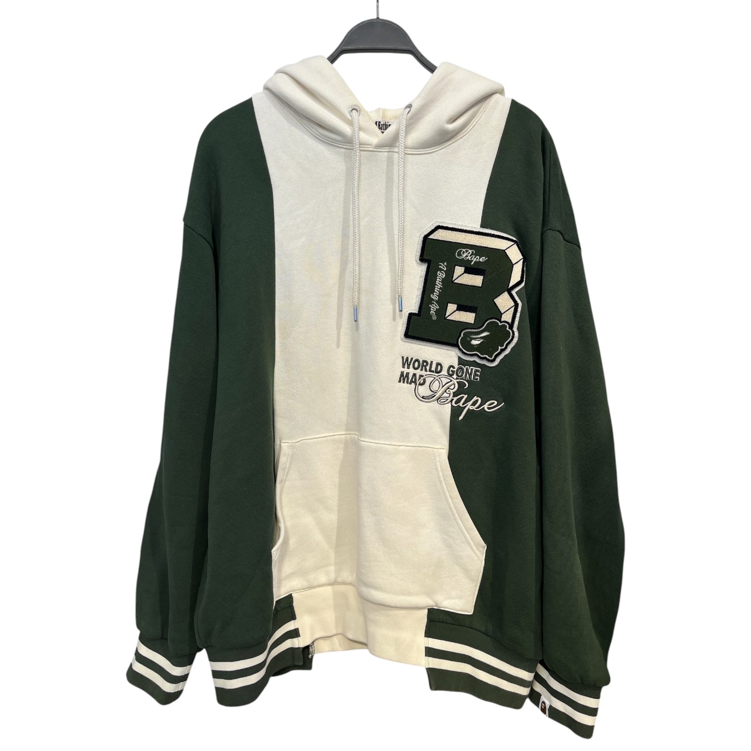 A BATHING APE/Hoodie/XL/Graphic/Cotton/GRN/TWO TONE BADGES HOODIE view 1
