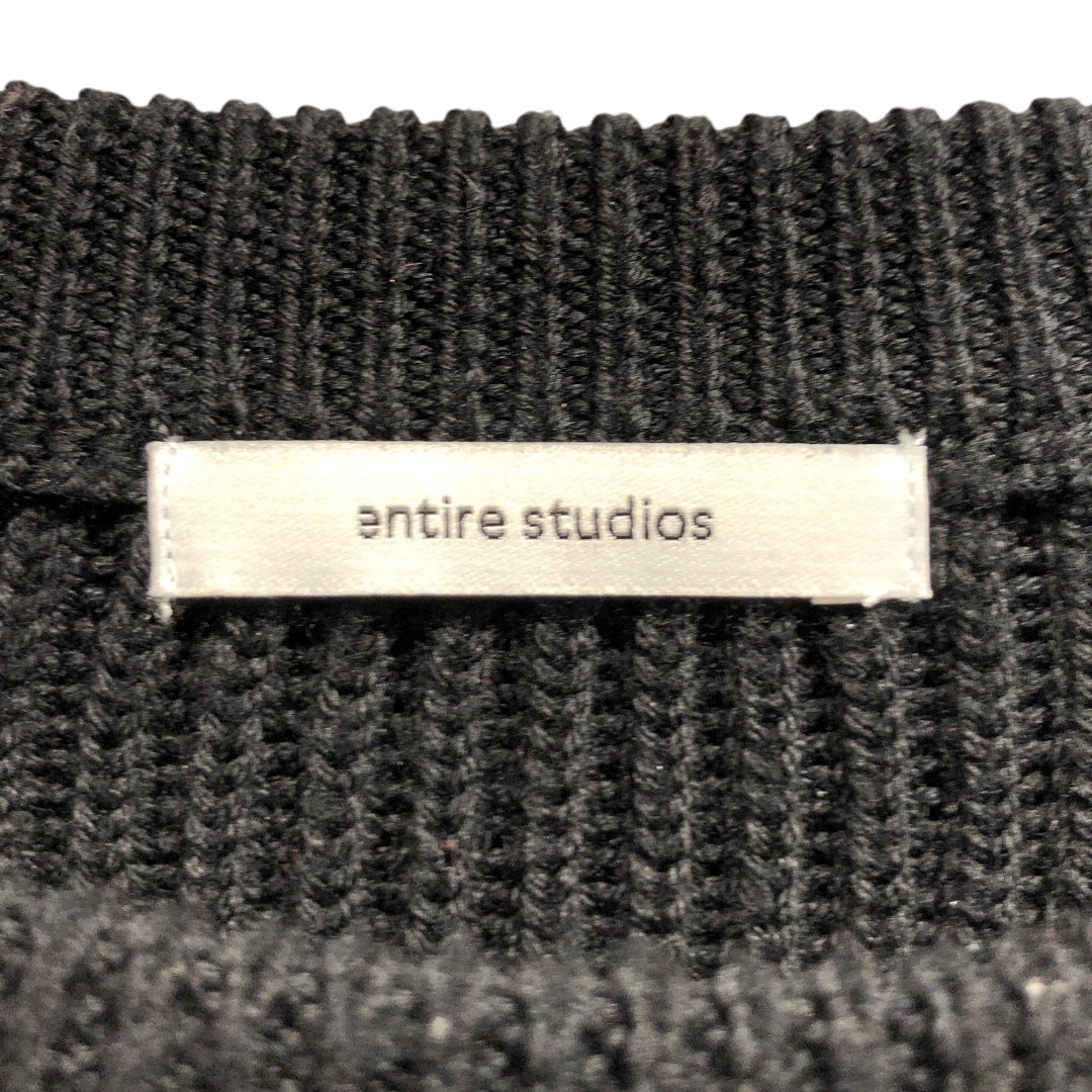 entire studios/Heavy Sweater/Wool/BLK/BLACK WOOL KNIT CREW view 3