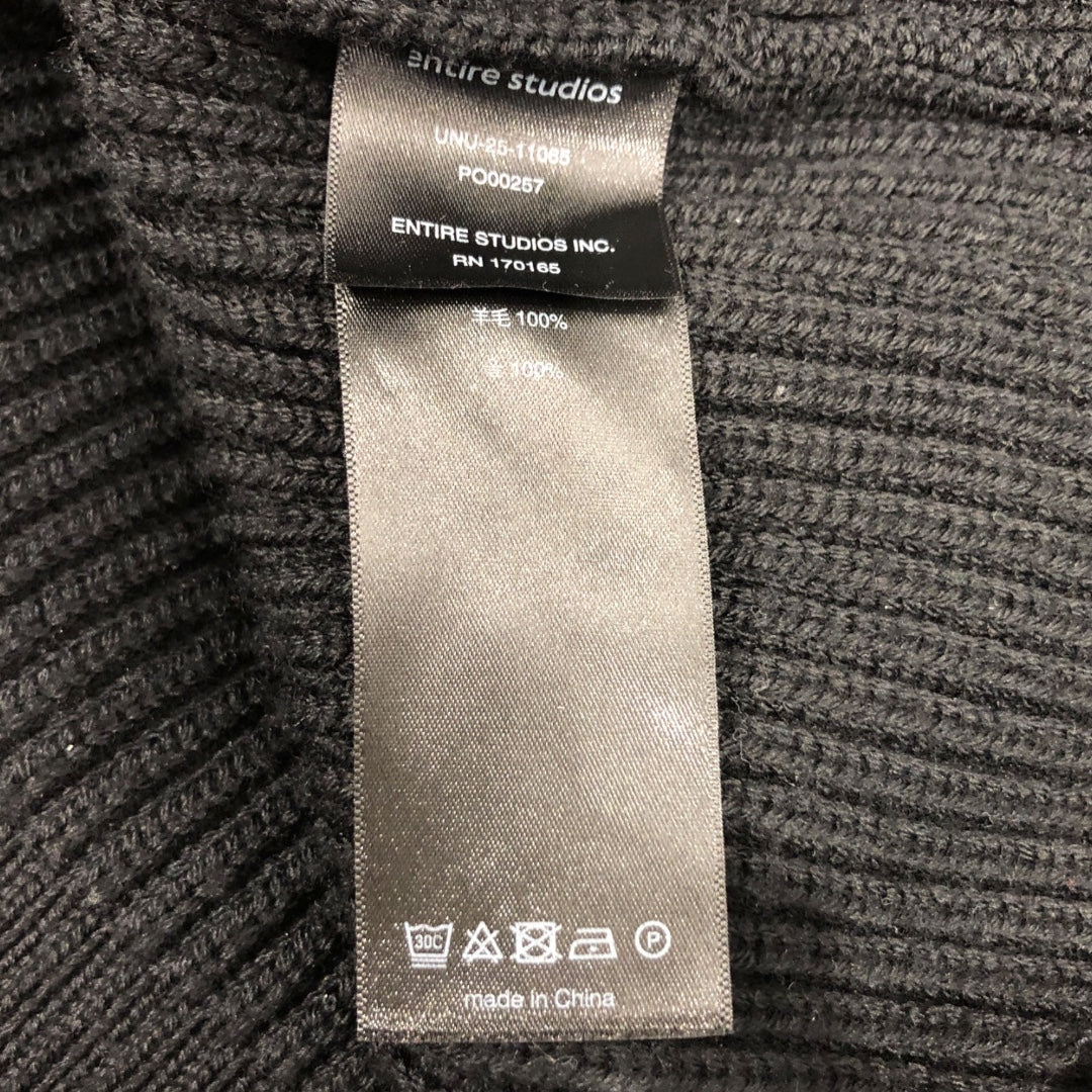 entire studios/Heavy Sweater/Wool/BLK/BLACK WOOL KNIT CREW view 4