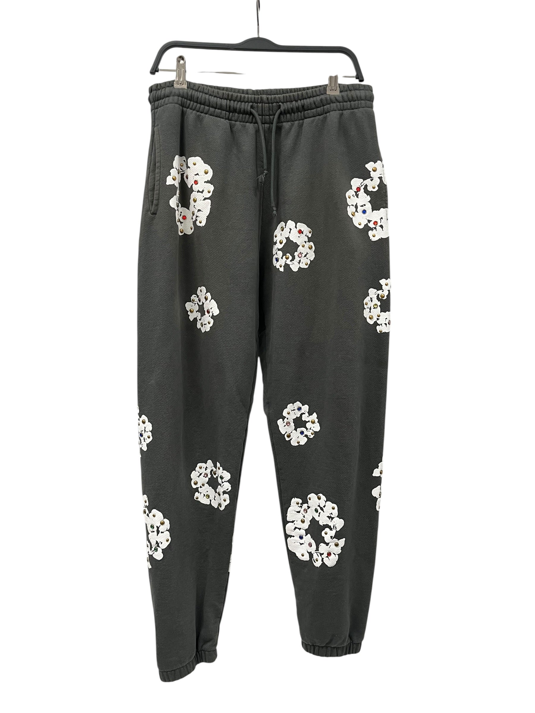 DENIM TEARS/Pants/L/Cotton/GRY/STUDDED WREATH SWEATS view 1