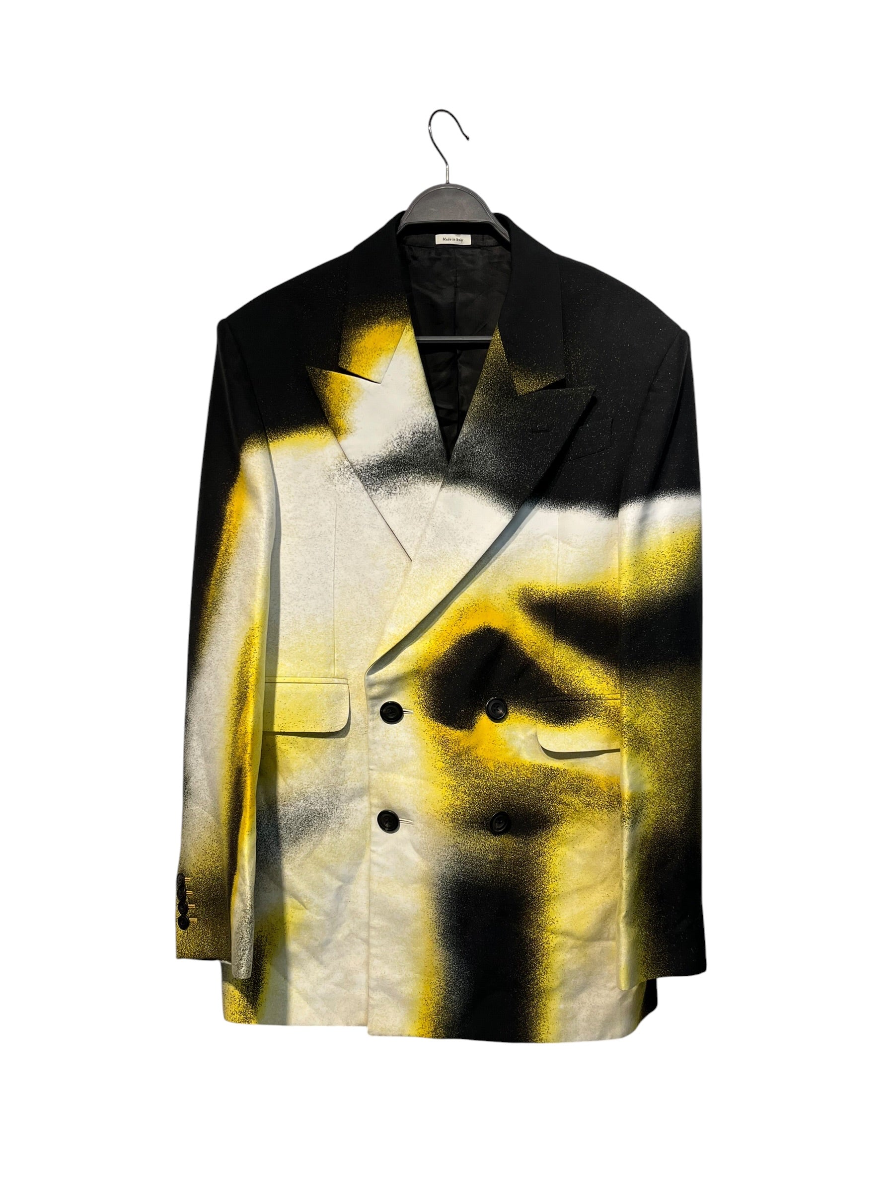Alexander McQueen/Tailored Jkt/50/Cotton/YLW/All Over Print/TIE-DYE/SPLATTER YEL/BLK/WHT view 1