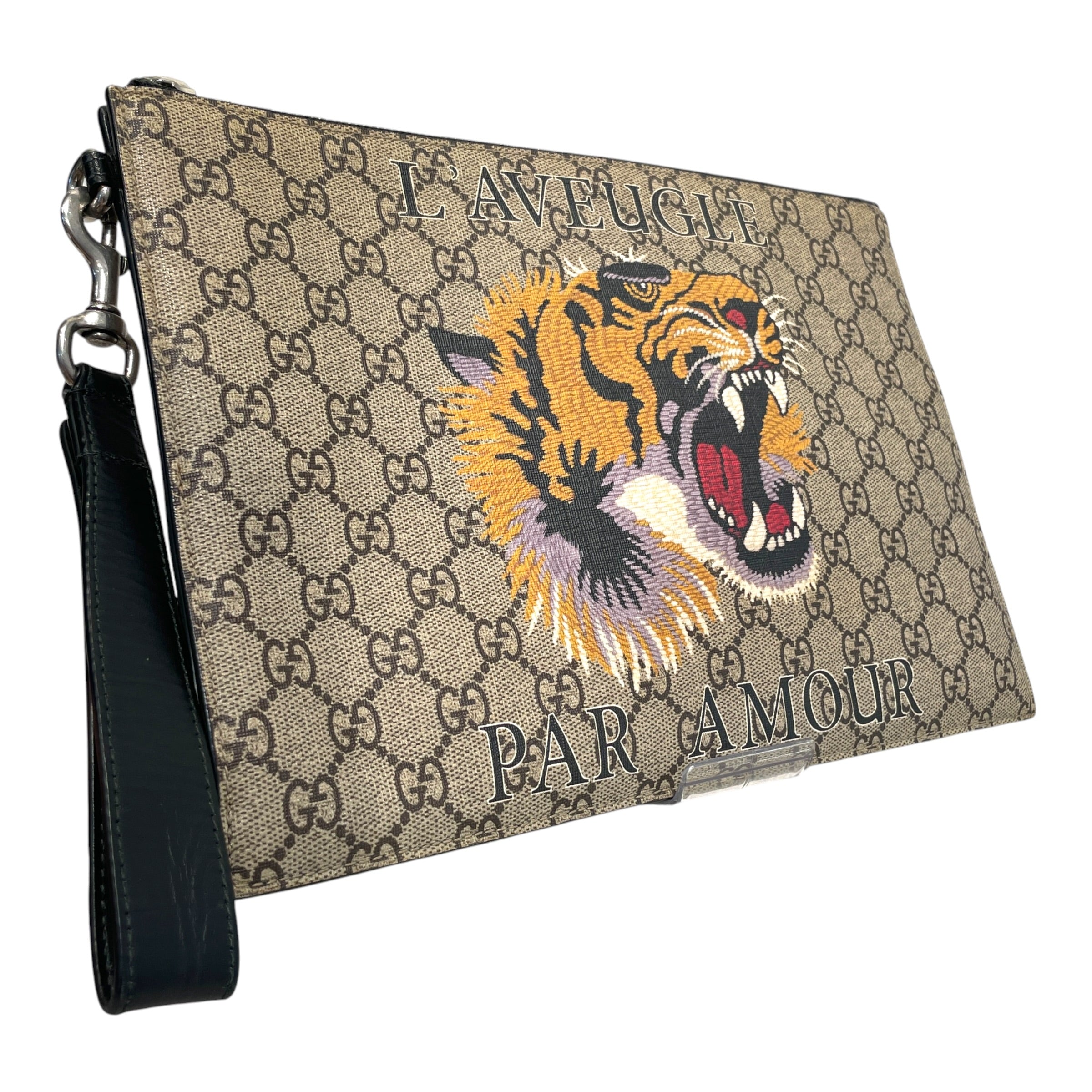 GUCCI/Pouch/Leather/BRW/Gucci Lion Pouch view 1