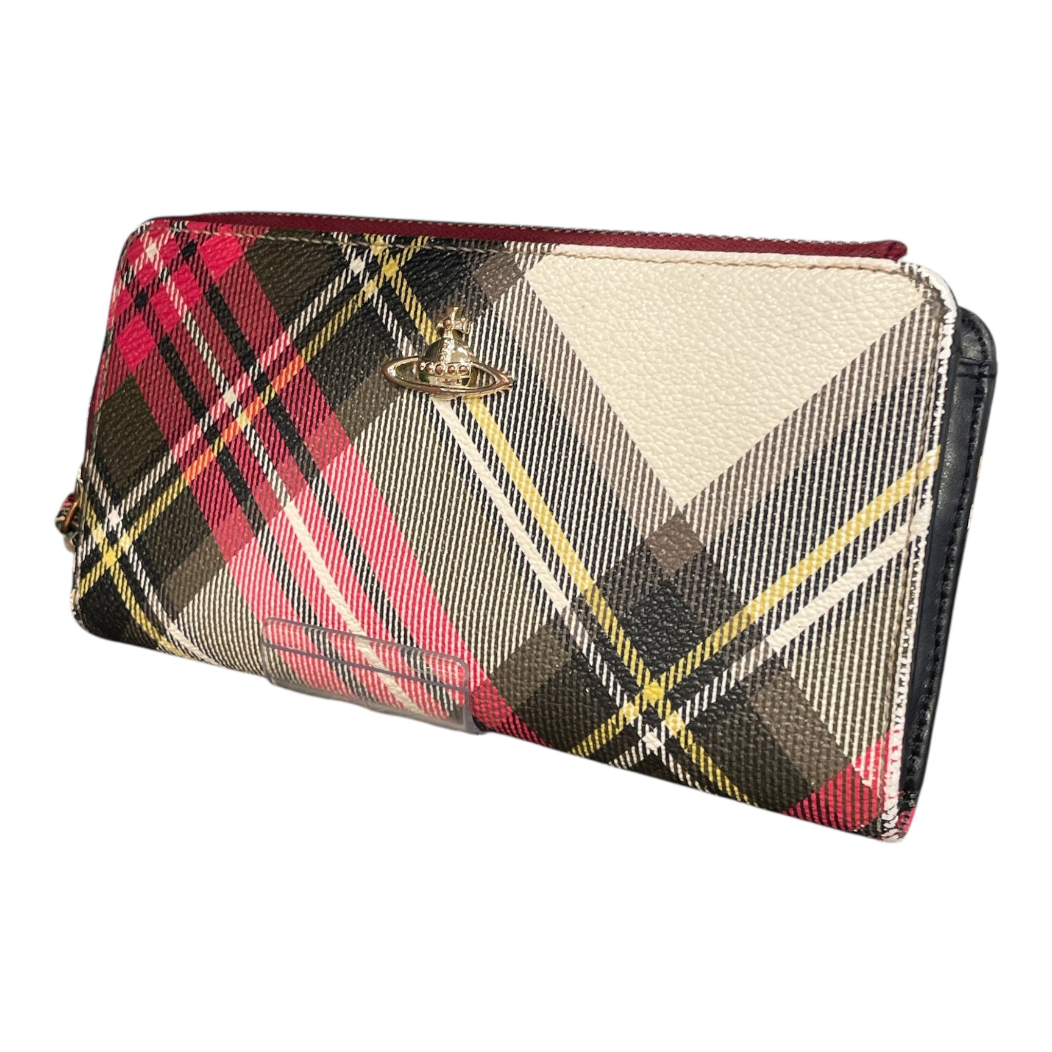 Vivienne Westwood/Long Wallet/Plaid/Leather/MLT/RED/BROWN/YELLOW view 1