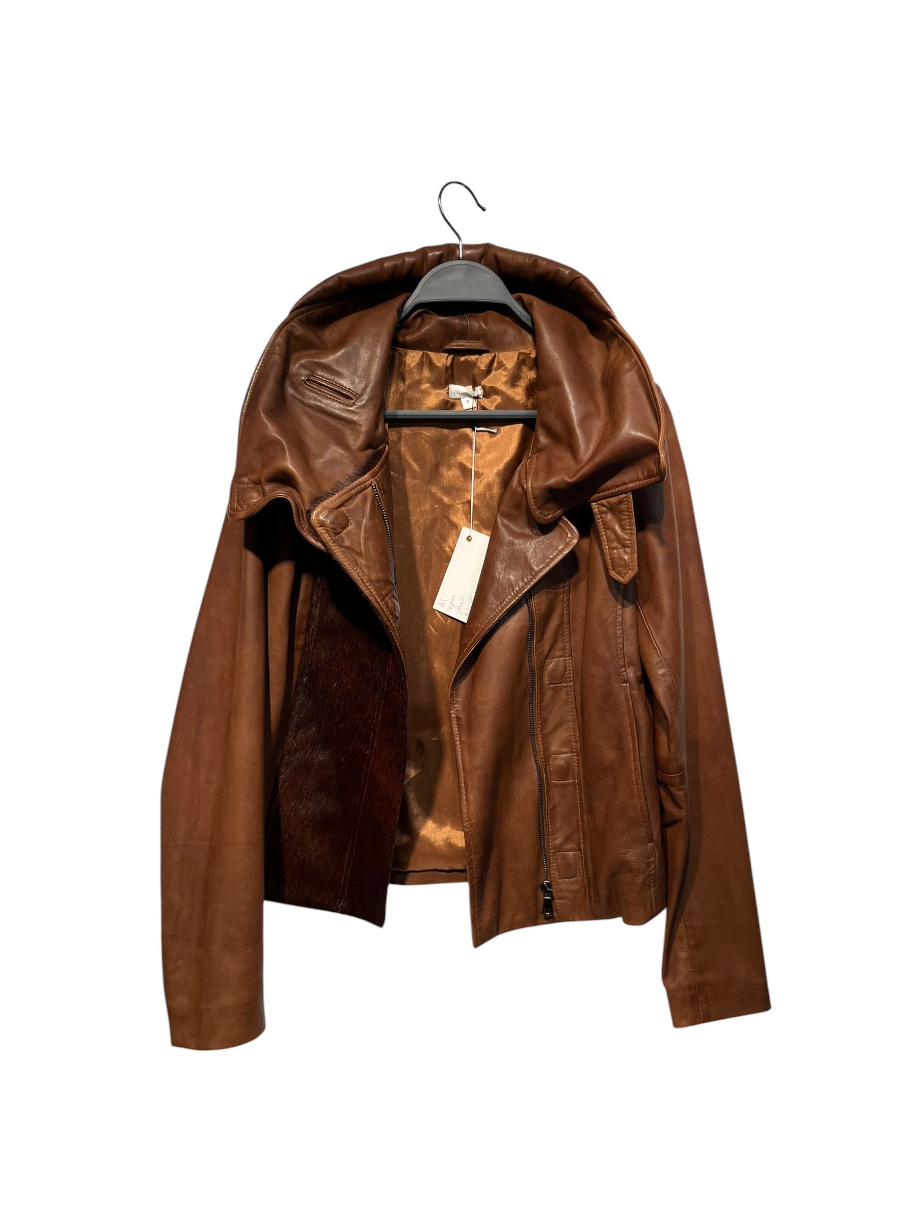 Aksara/Leather Jkt/S/Leather/BRW/dark brown pony view 2