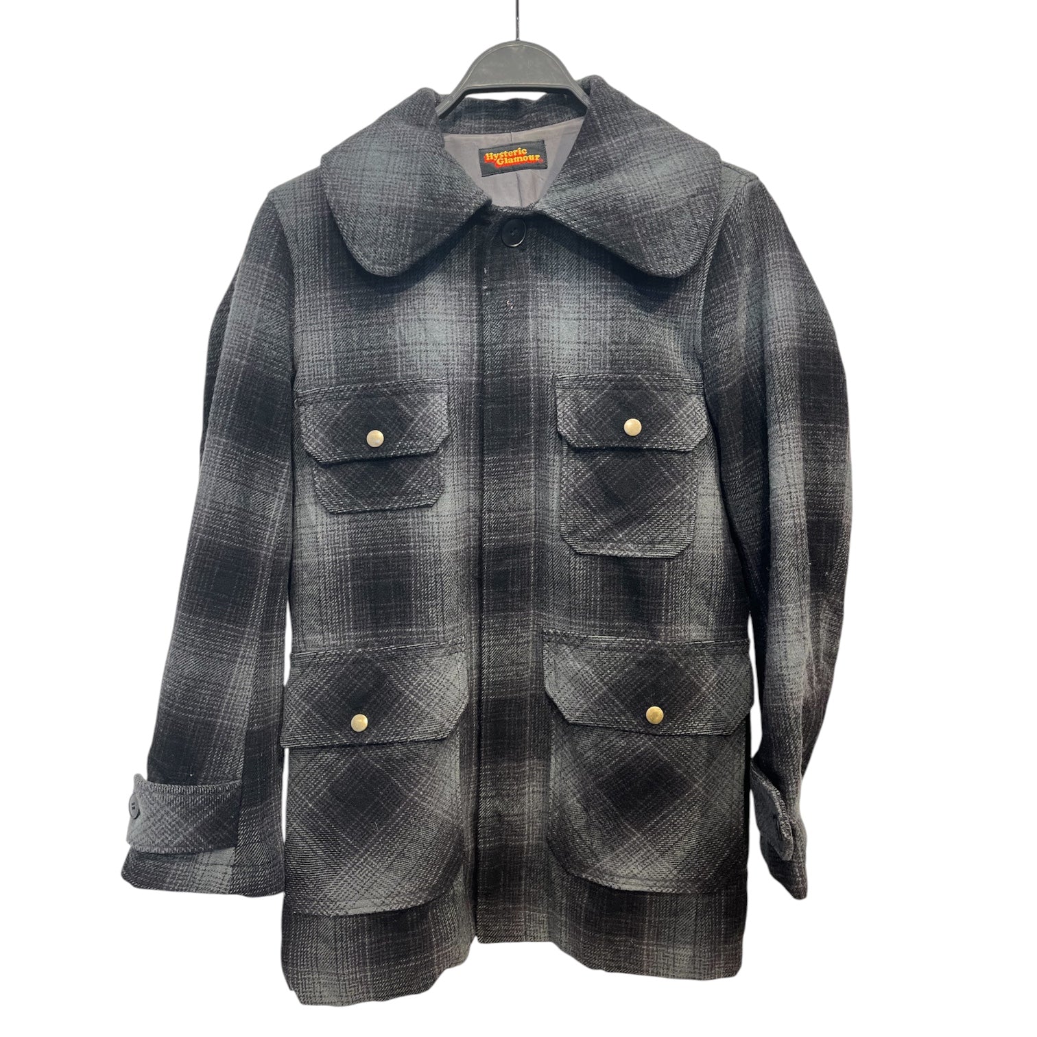 HYSTERIC GLAMOUR/Jacket/M/Wool/GRY/Plaid/HYSTERIC PLAID PEACOAT view 1