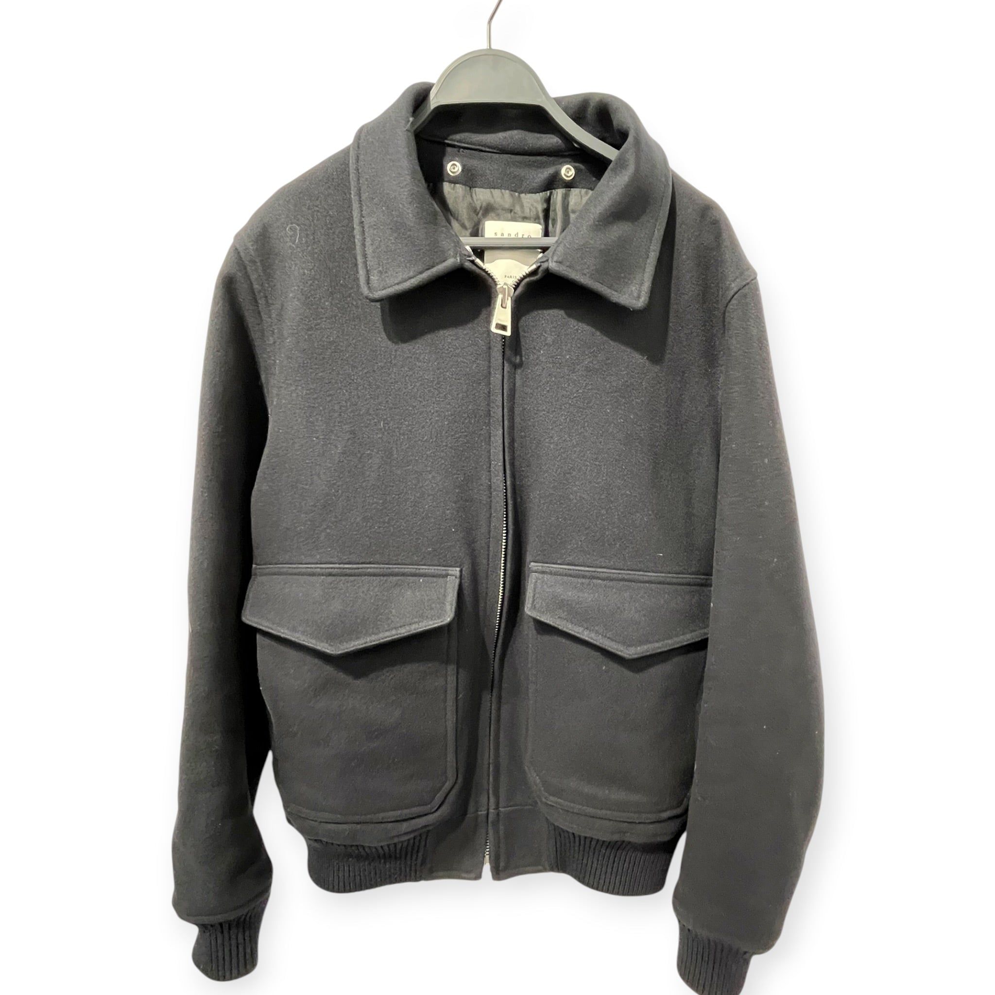 sandro/Jacket/44/Wool/NVY/WOOL AVIATOR SHEARLING COLLAR view 2