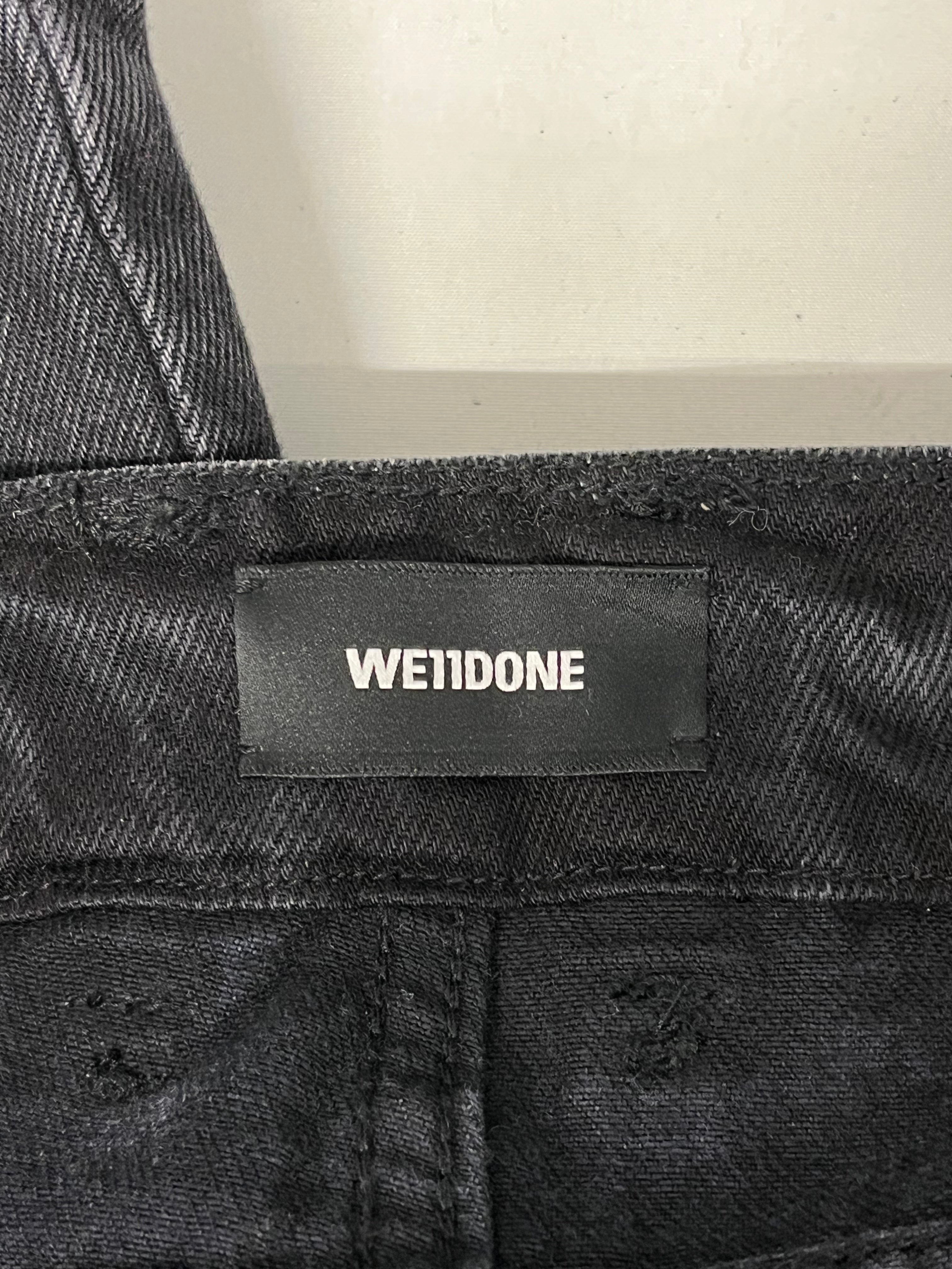 WE11DONE/Cargo Pants/L/Denim/BLK/RED RUBBER LOGO STRAP view 3