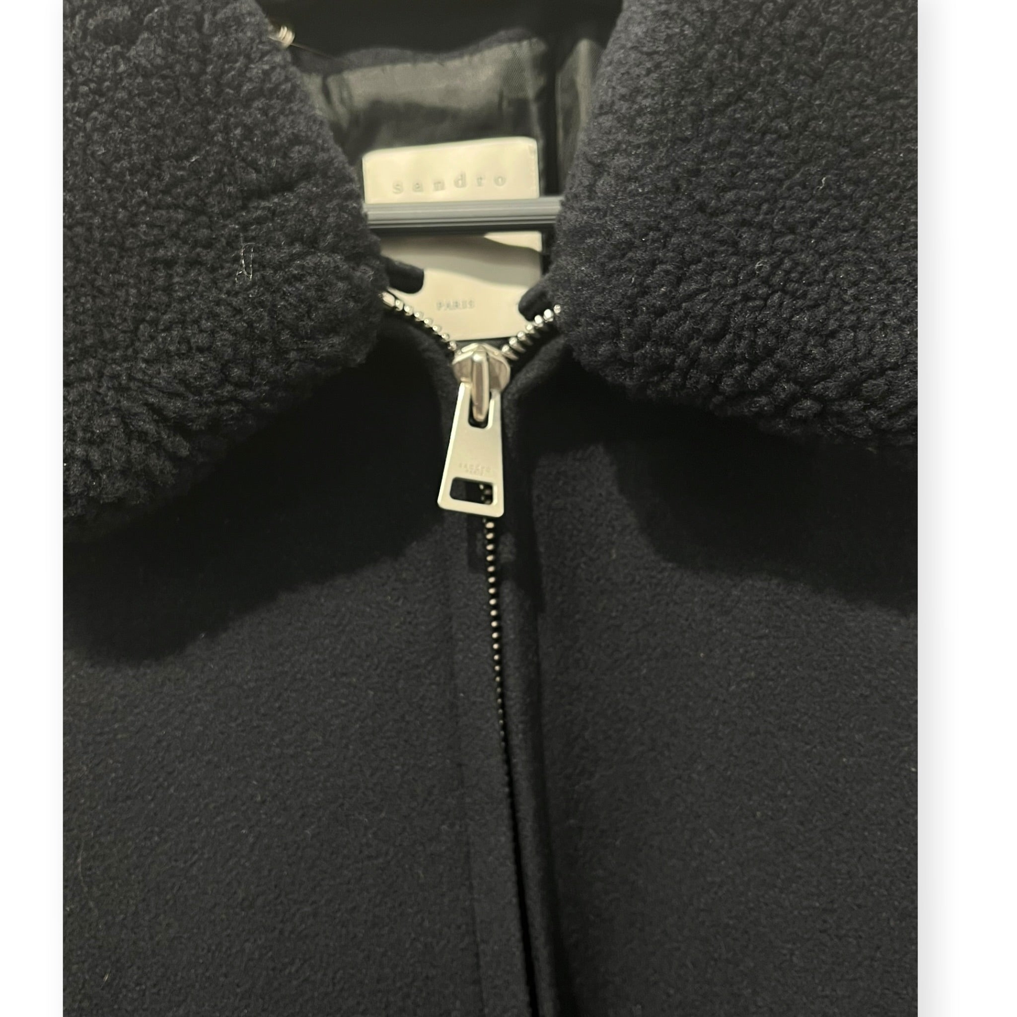 sandro/Jacket/44/Wool/NVY/WOOL AVIATOR SHEARLING COLLAR view 4