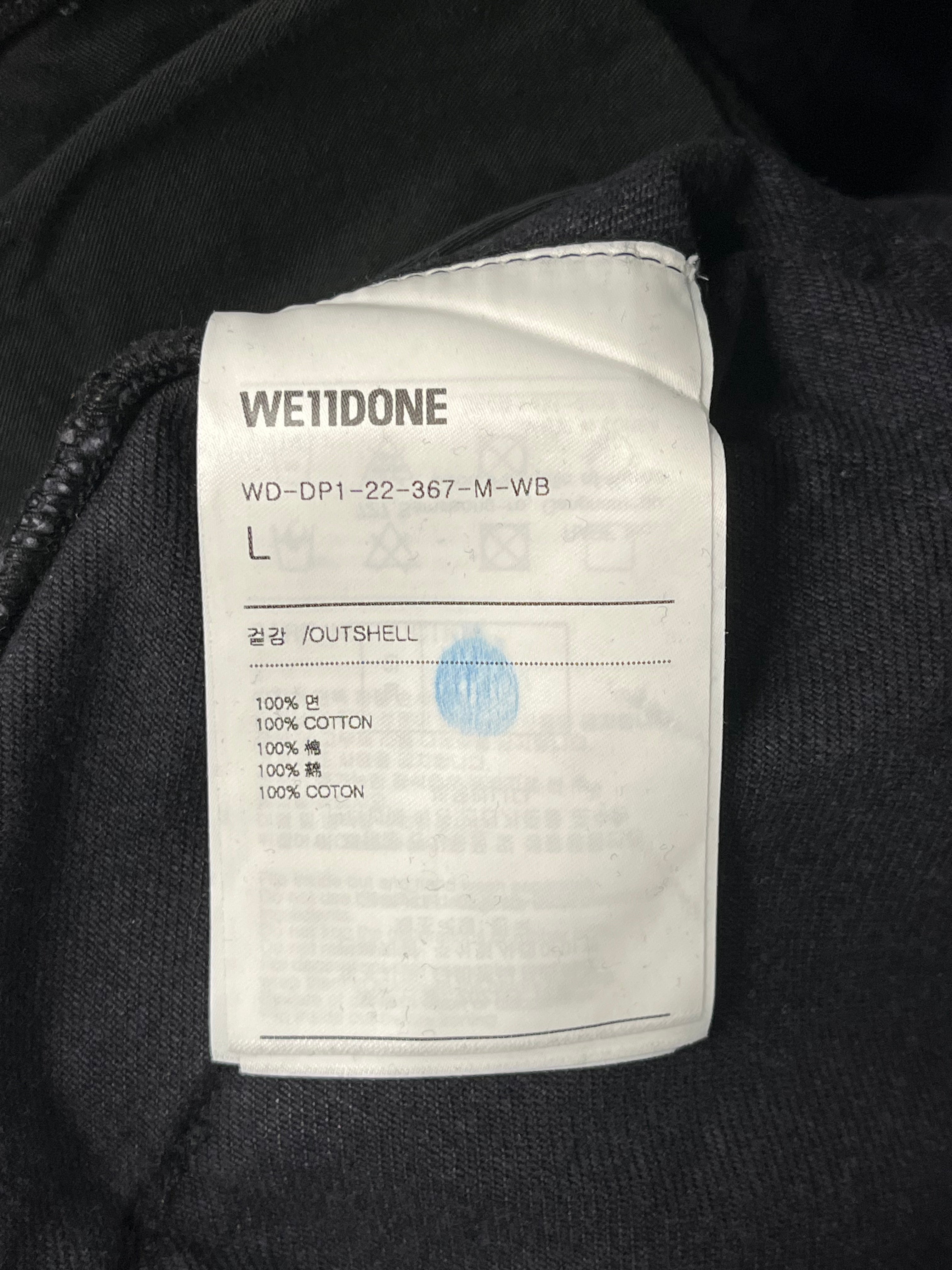 WE11DONE/Cargo Pants/L/Denim/BLK/RED RUBBER LOGO STRAP view 4