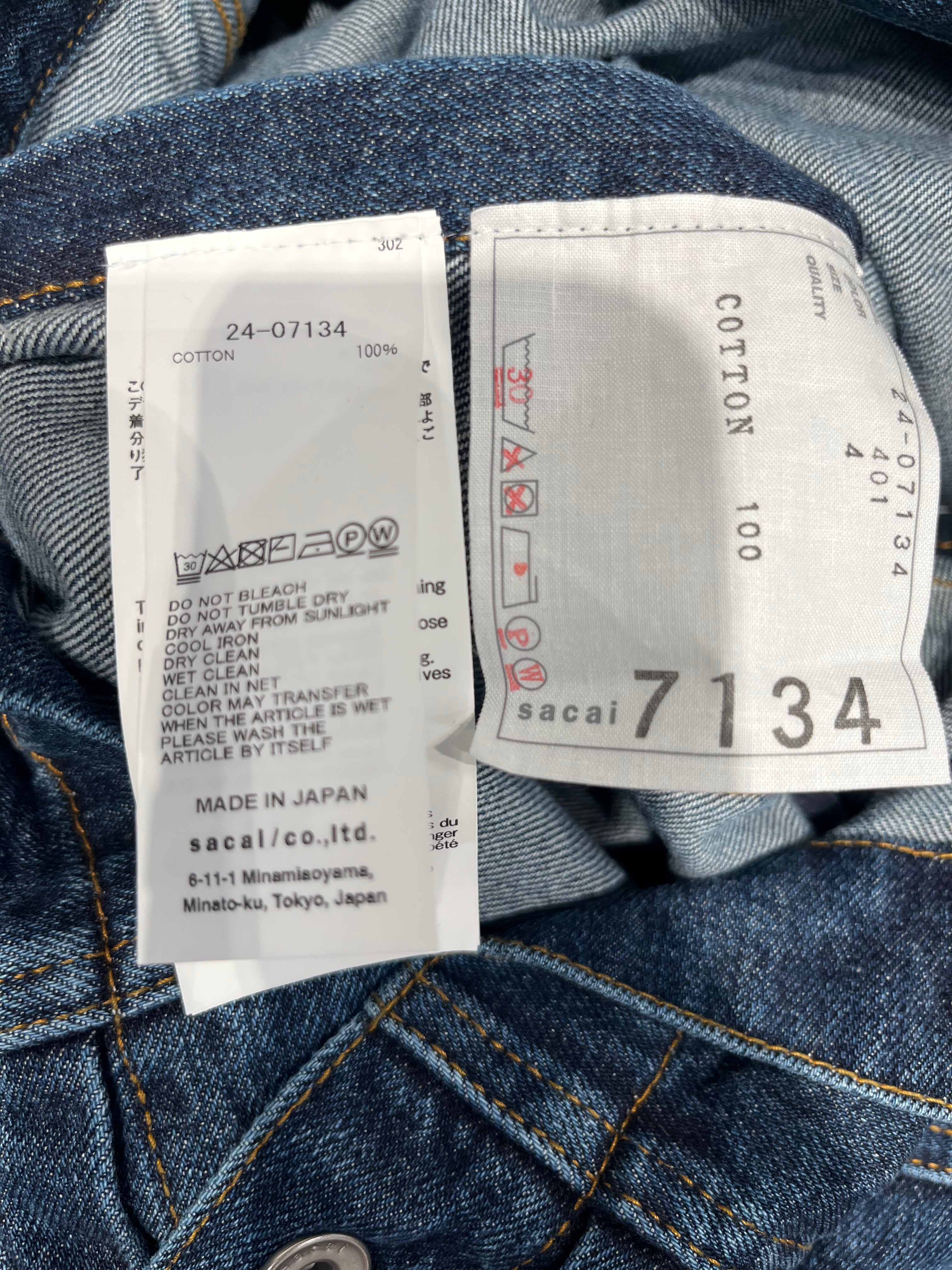 Sacai/Denim Jkt/4/Denim/BLU/Single Breasted/7134 view 4