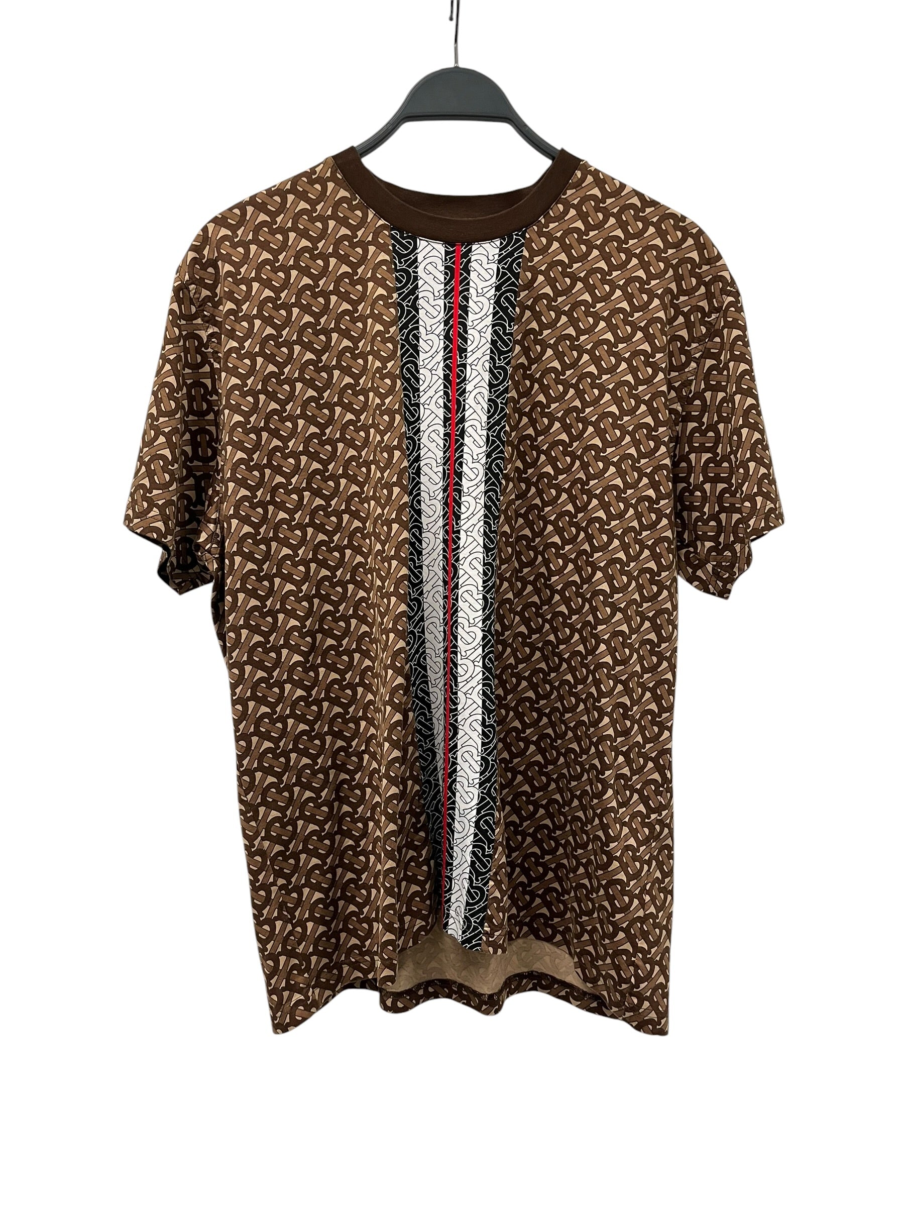 BURBERRY LONDON/T-Shirt/XL/Cotton/BRW/Monogram/B MONOGRAM W BLK/WHT STRIPES view 1