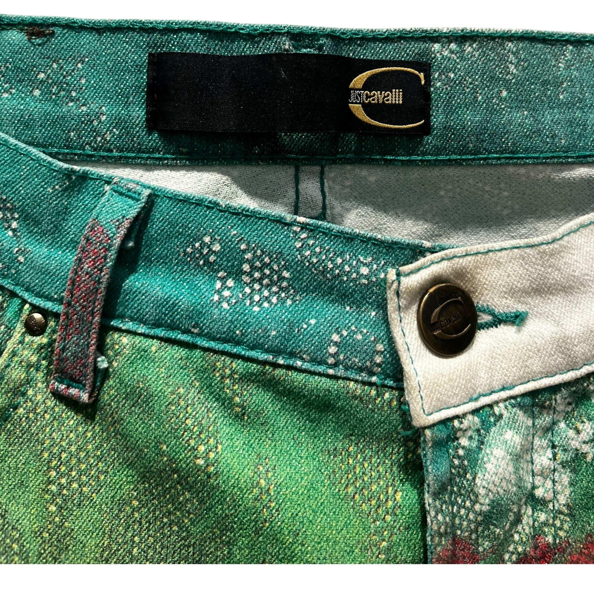 Just cavalli/Bootcut Pants/31/All Over Print/Denim/GRN/2005 Psychedelic print jeans view 3