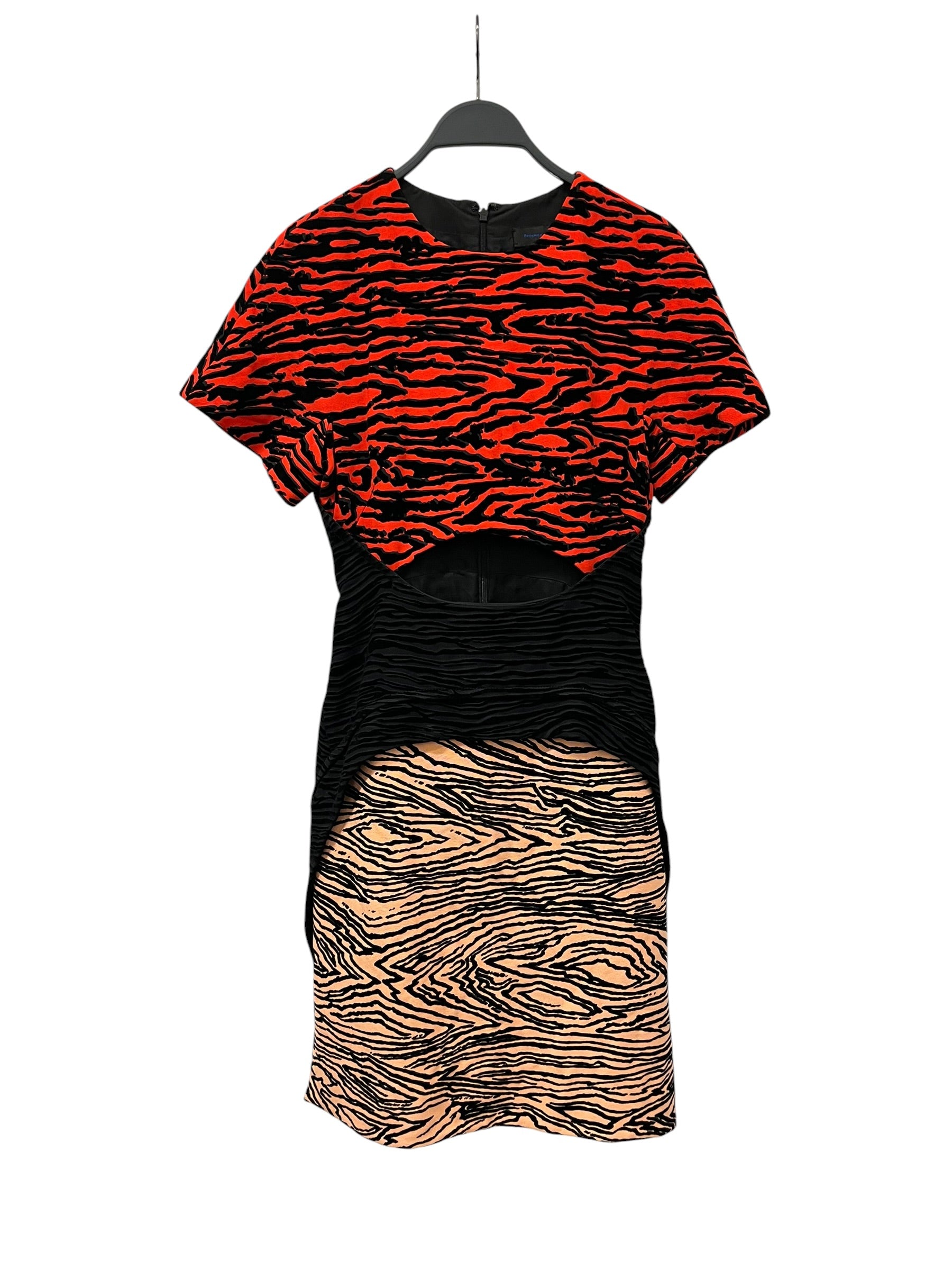 PROENZA SCHOULER/SL Dress/2/Animal Pattern/Cotton/BLK/Midi Length/COLOR BLOCK ZEBRA PRINT view 1