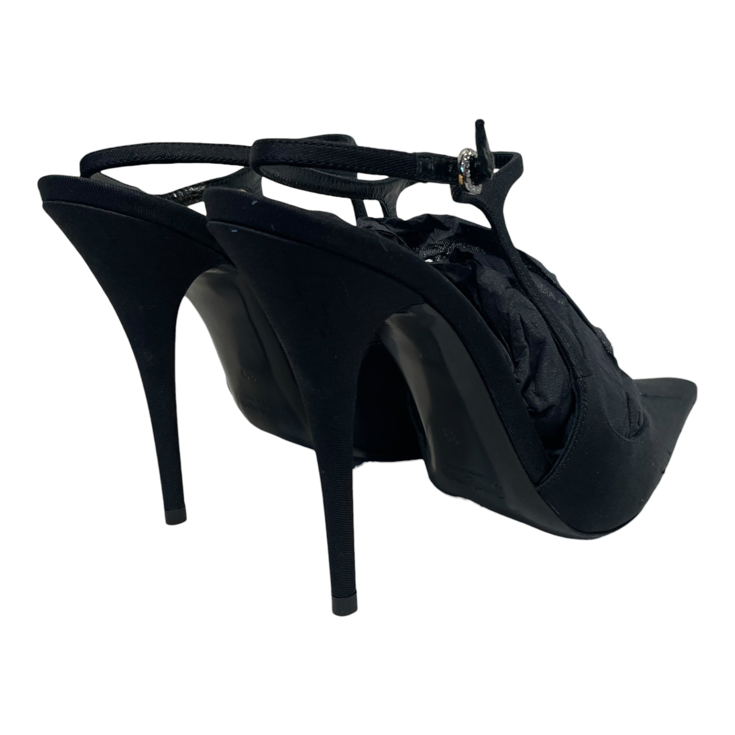 YVES SAINT LAURENT/Heels/EU 39/Cotton/BLK/Pointed Heel view 2