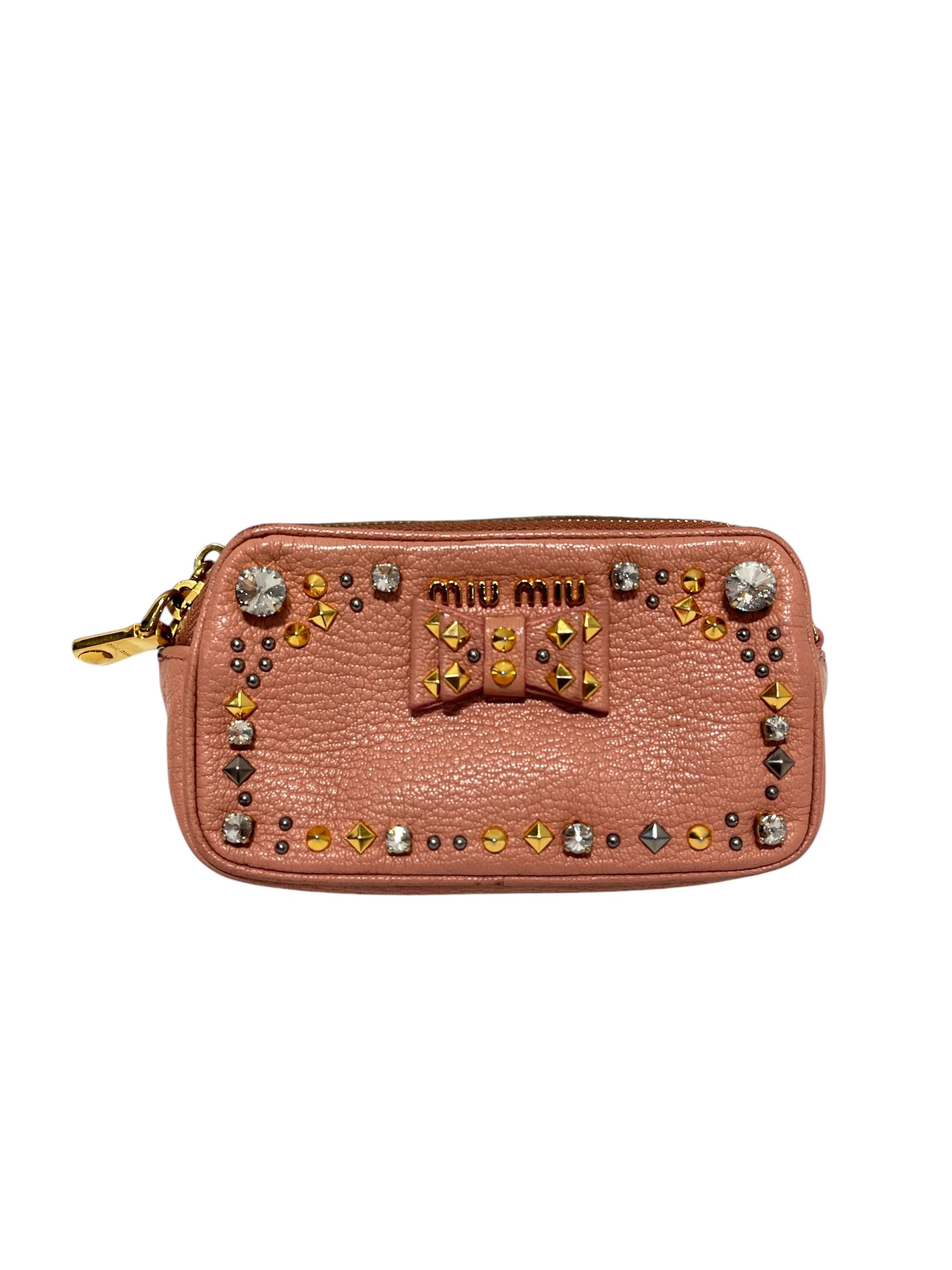 MIU MIU/Bag/All Over Print/Leather/PNK/LOGO BEDAZZLED WRISLTET view 1
